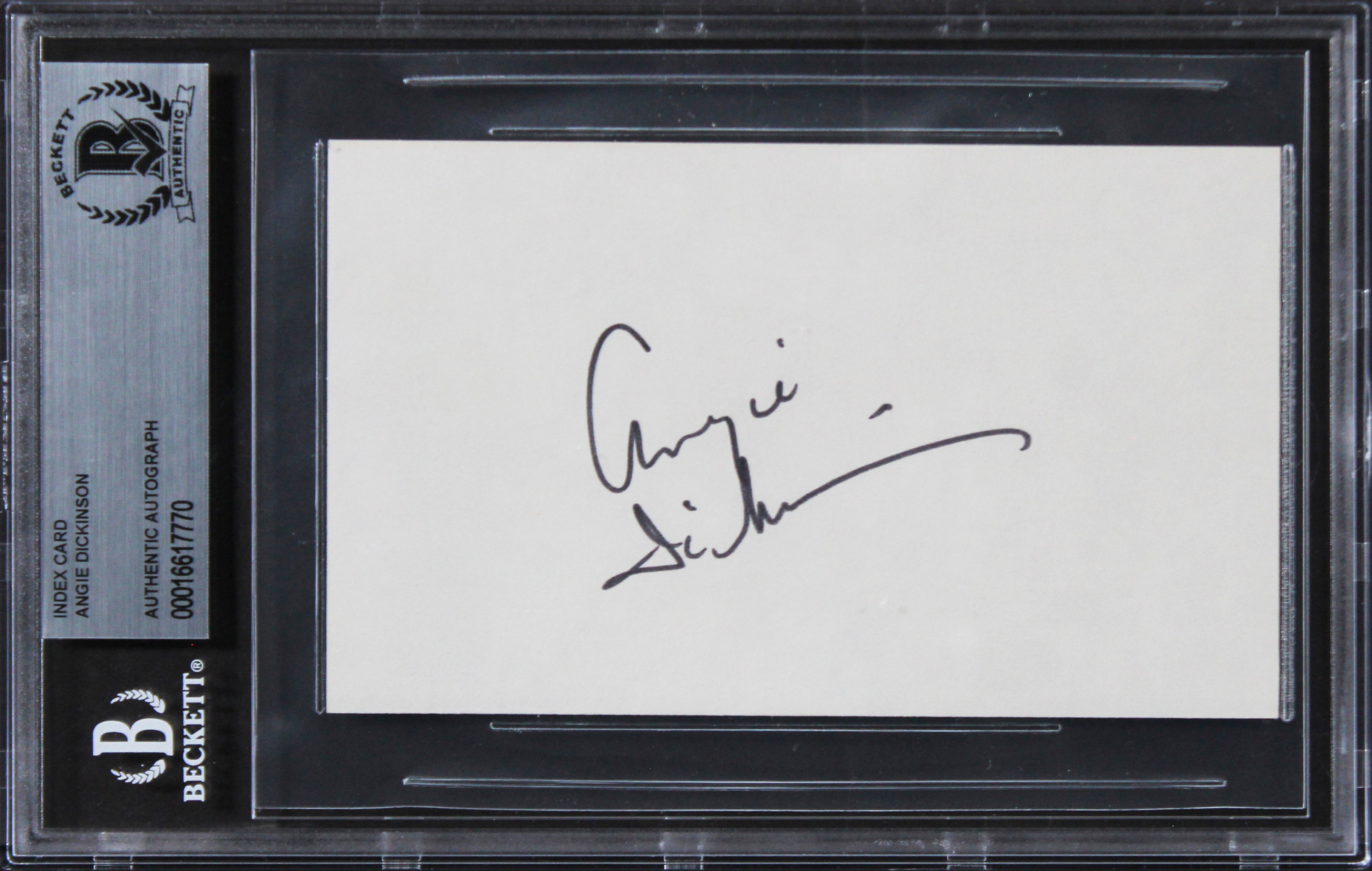 Angie Dickinson Pay it Forward Authentic Signed 3x5 Index Card BAS Slabbed