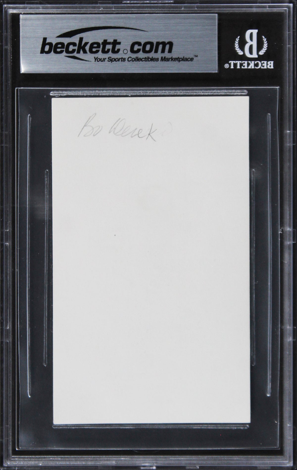 Bo Derek 10 Authentic Signed 3x5 Index Card Autographed BAS Slabbed
