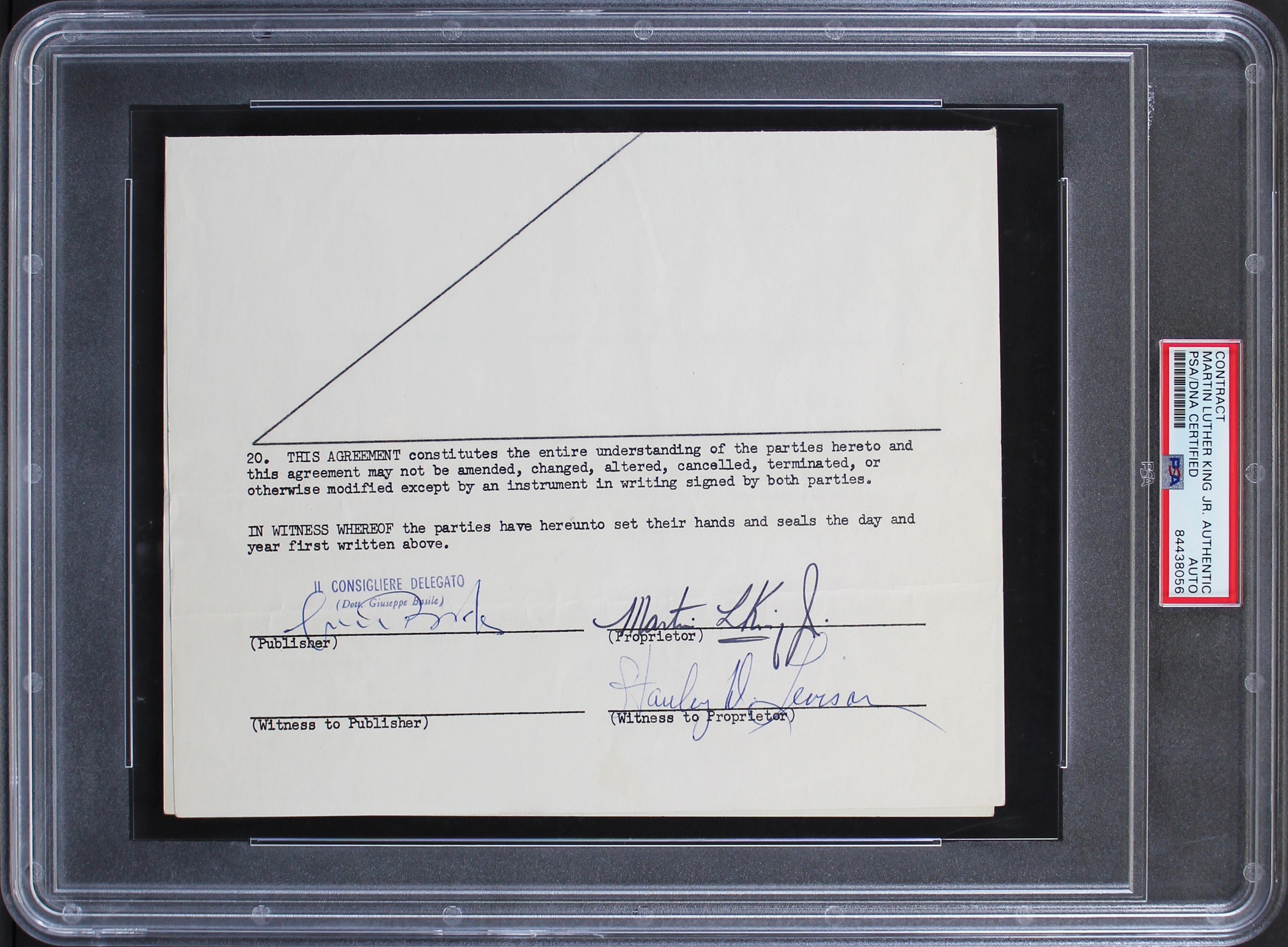 Martin Luther King Jr. Authentic Signed 7x8.5 Partial Contract PSA/DNA Slabbed