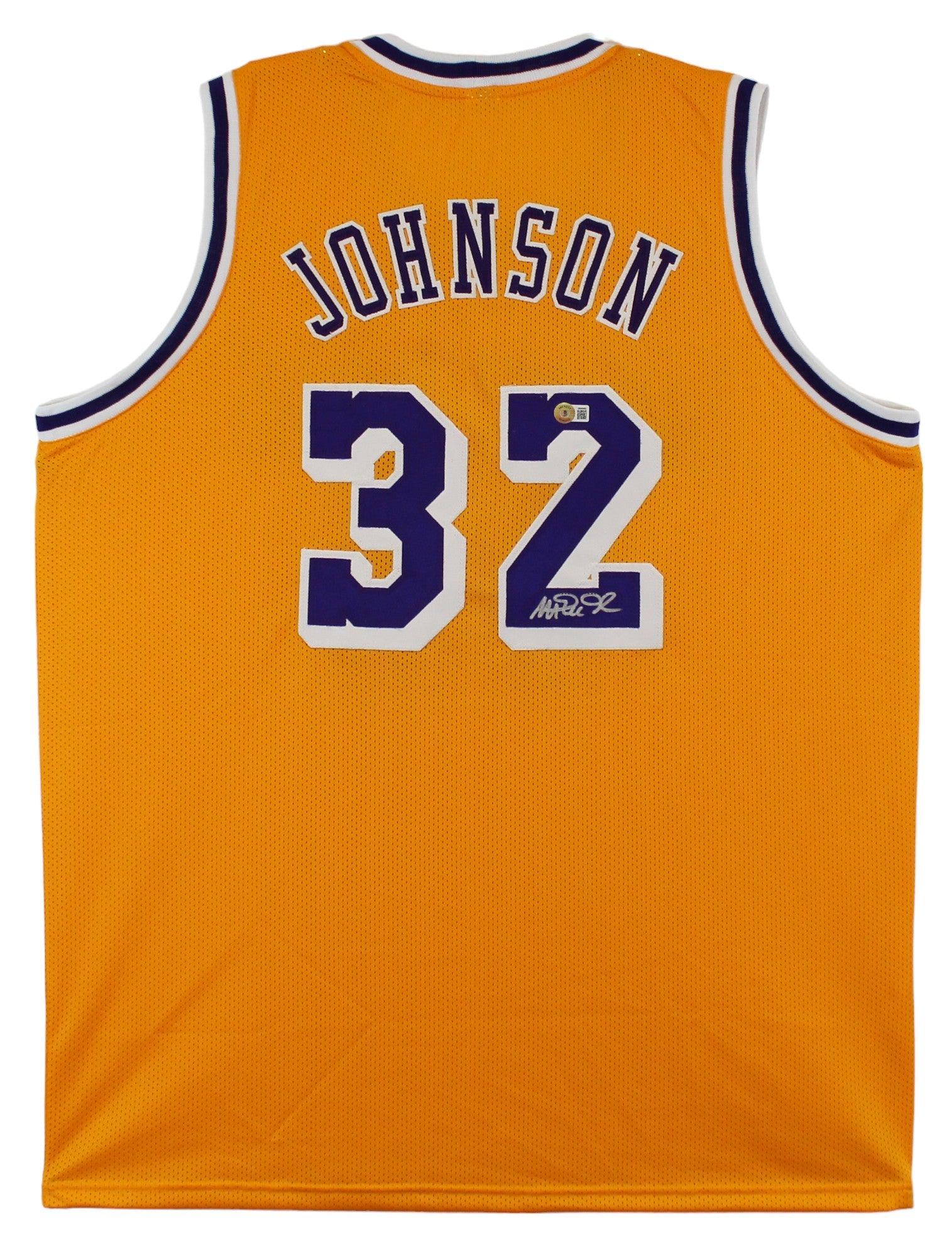 ** HOLIDAY DOORBUSTER ** Magic Johnson Authentic Signed Yellow Pro Style Jersey BAS Witnessed 2