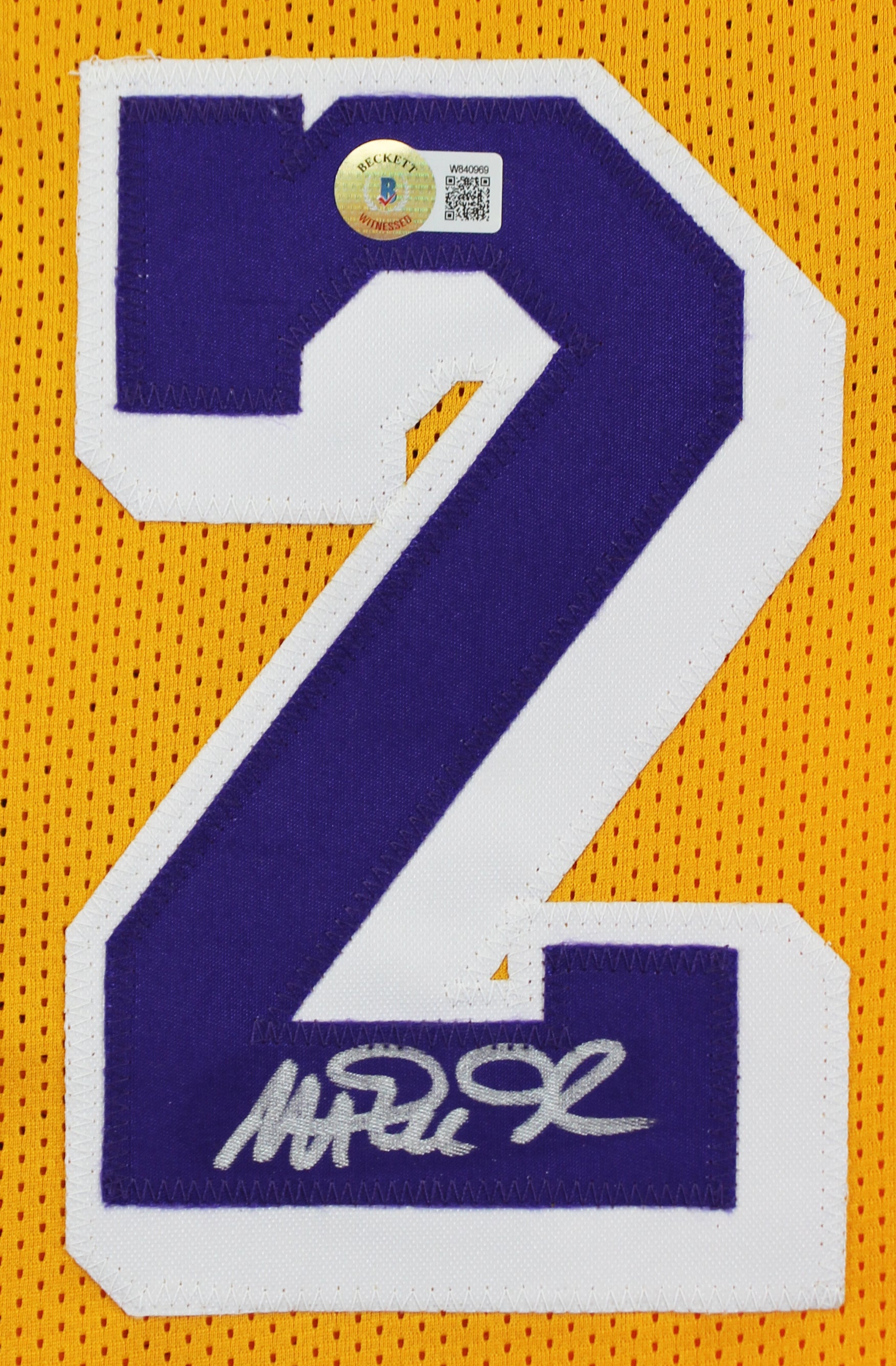 ** HOLIDAY DOORBUSTER ** Magic Johnson Authentic Signed Yellow Pro Style Jersey BAS Witnessed 2