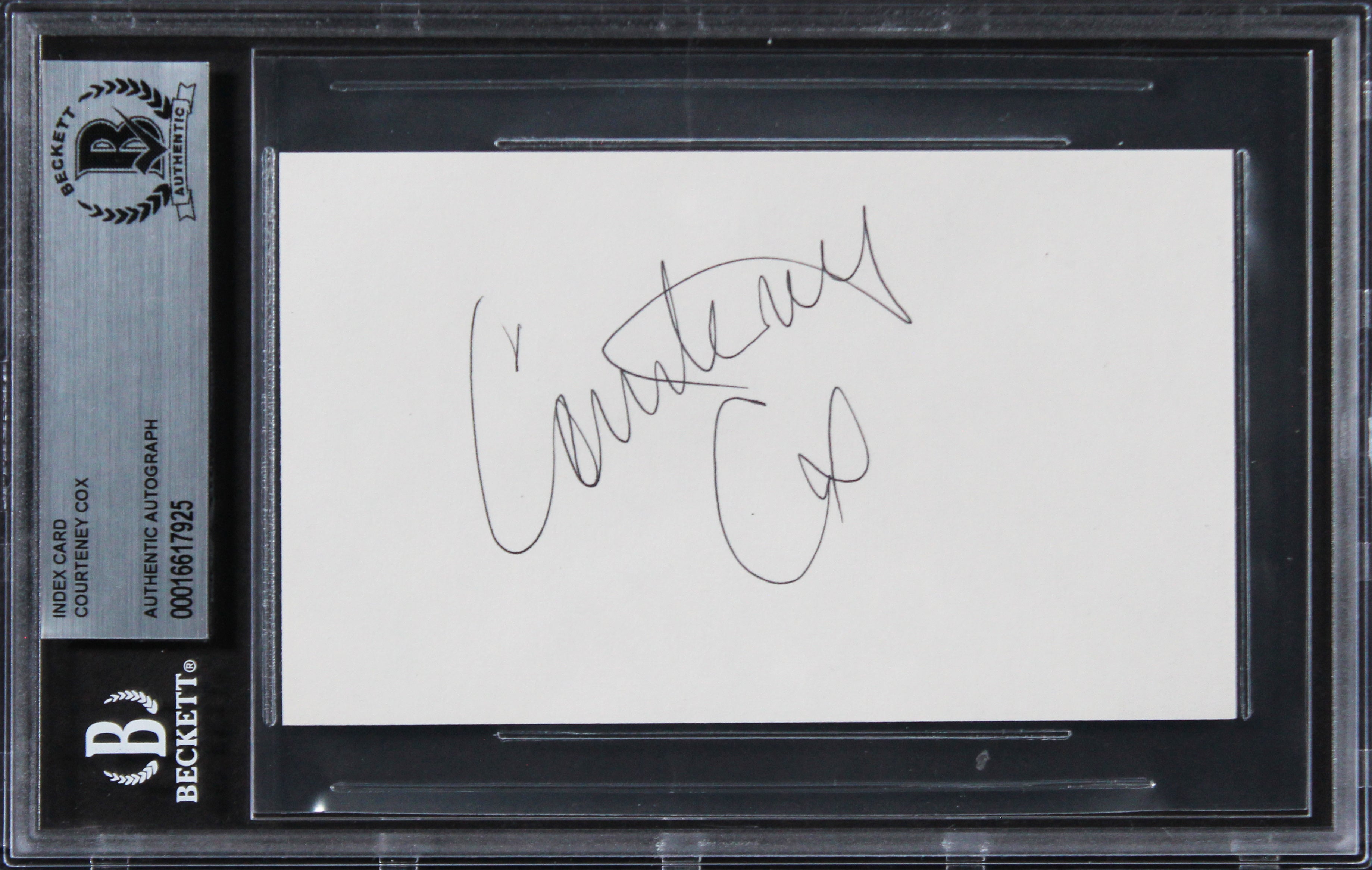 Courteney Cox Friends Authentic Signed 3x5 Index Card Autographed BAS Slabbed