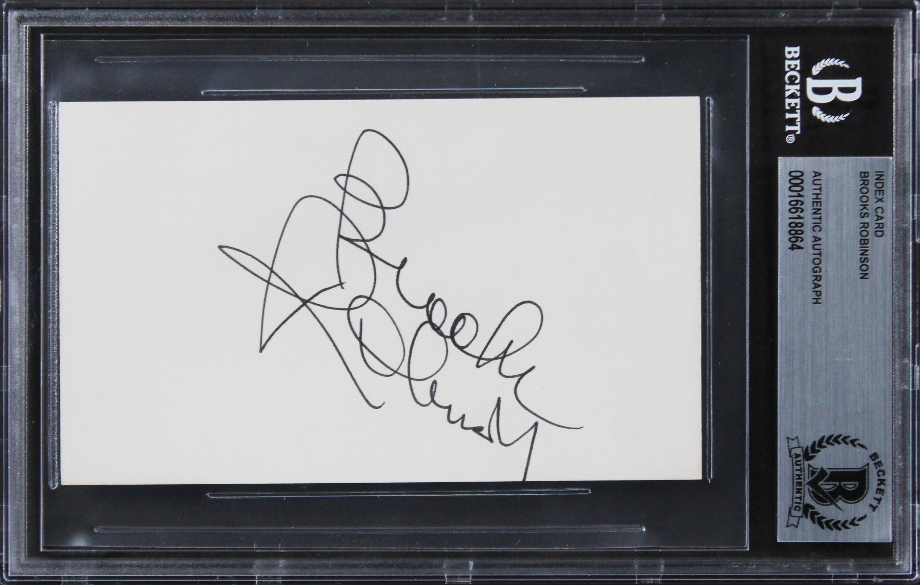 Orioles Brooks Robinson Authentic Signed 3x5 Index Card Autographed BAS Slabbed
