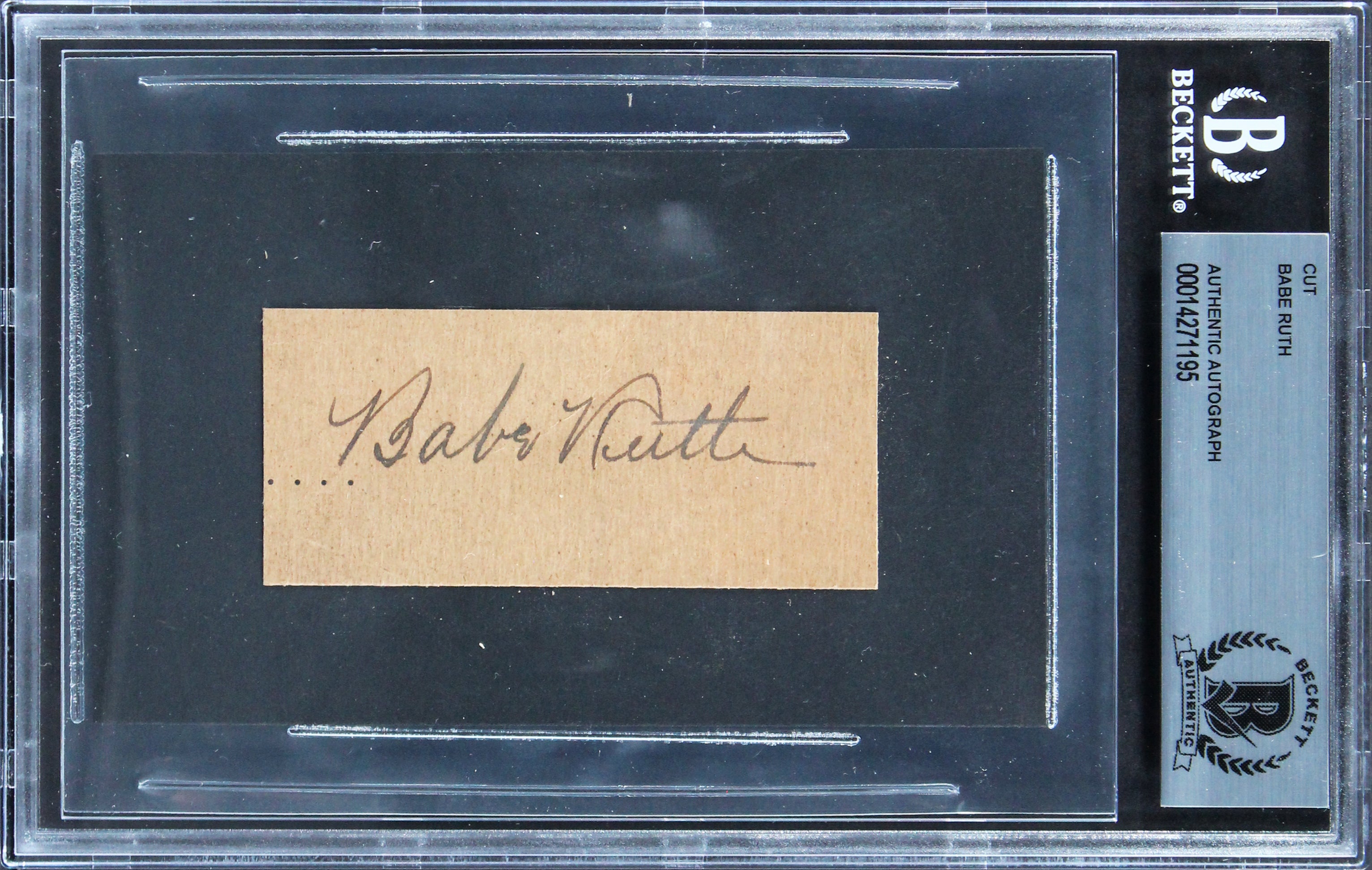 Yankees Babe Ruth Authentic Signed 1.5x3.25 Cut Signature JSA & BAS Slabbed