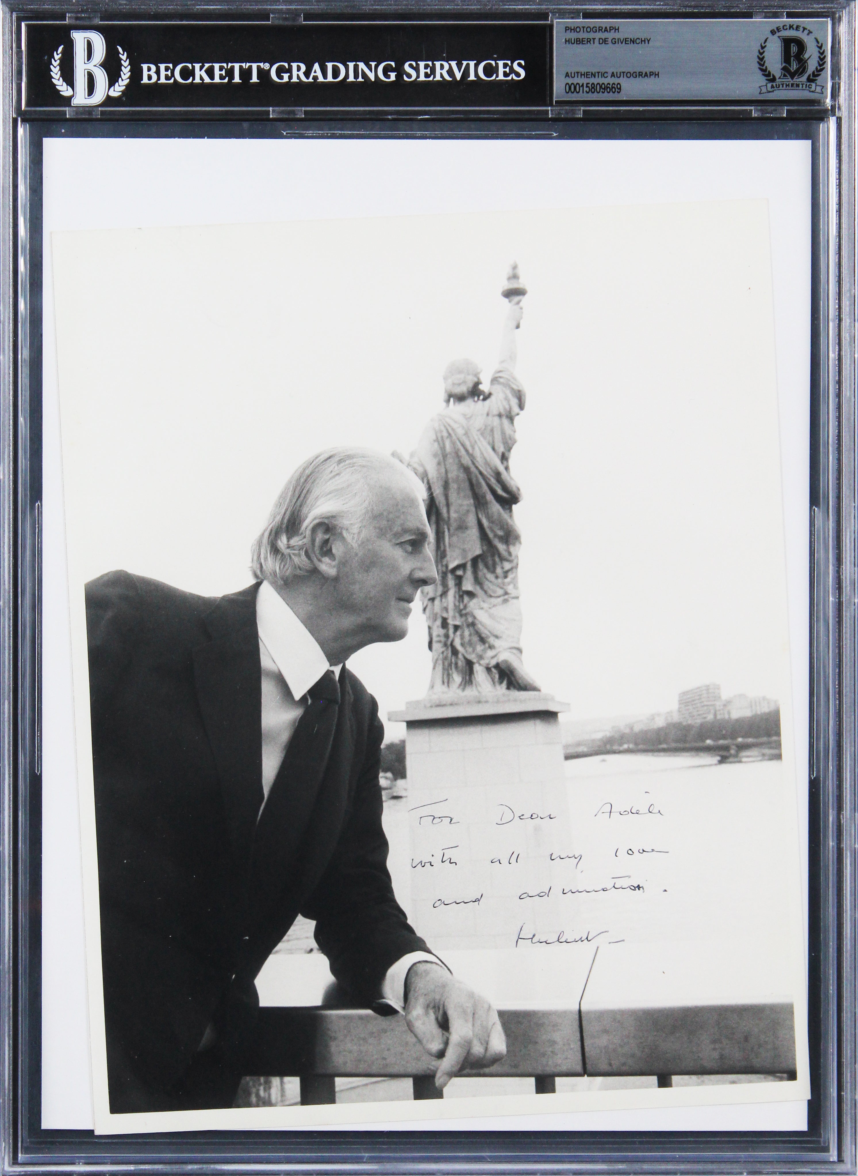 Hubert De Givenchy Authentic Signed 8x10 Black & White Photo BAS Slabbed