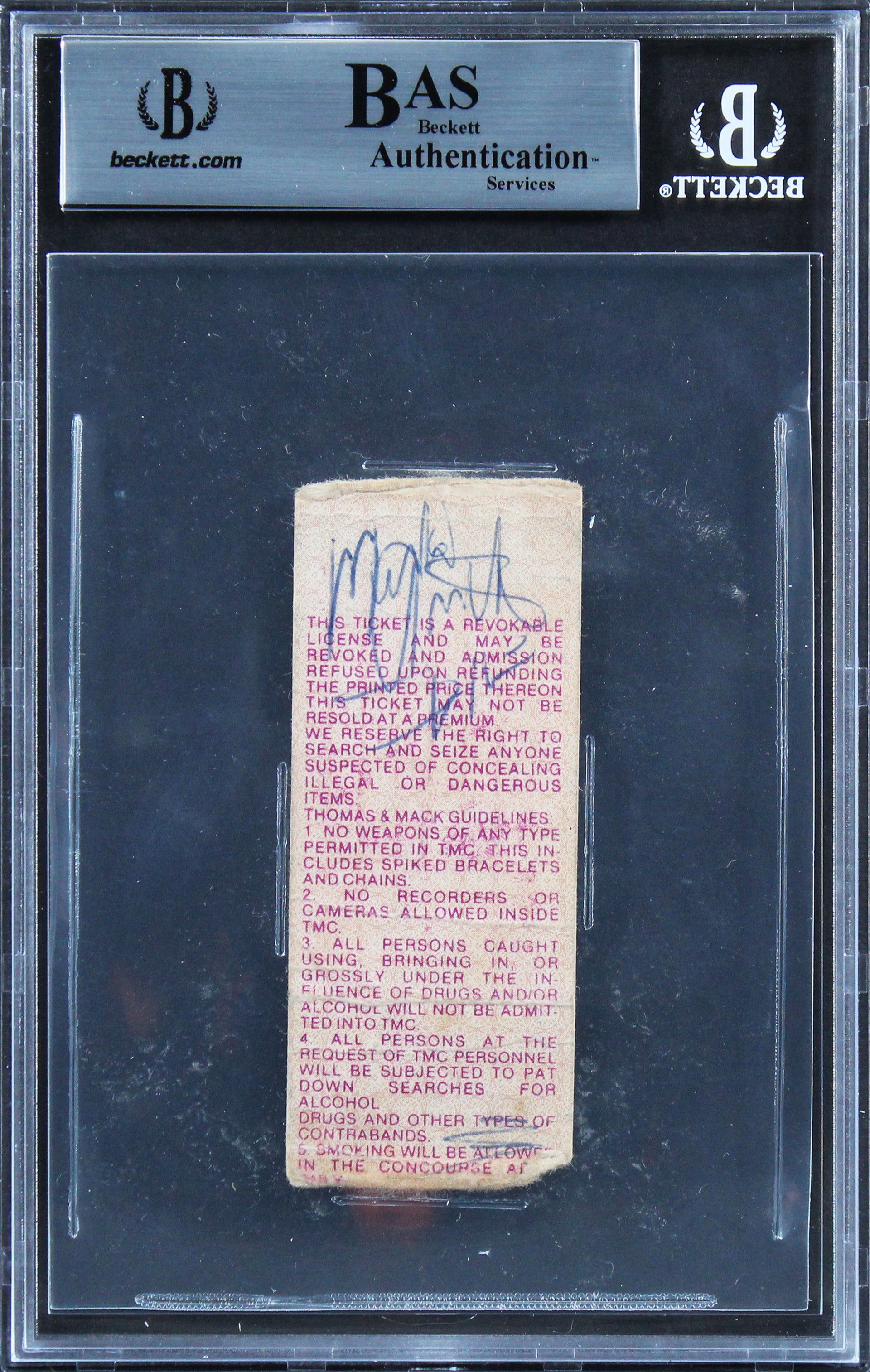 Eddie Van Halen Authentic Signed 1.5x3.75 1984 Concert Ticket Stub BAS Slabbed