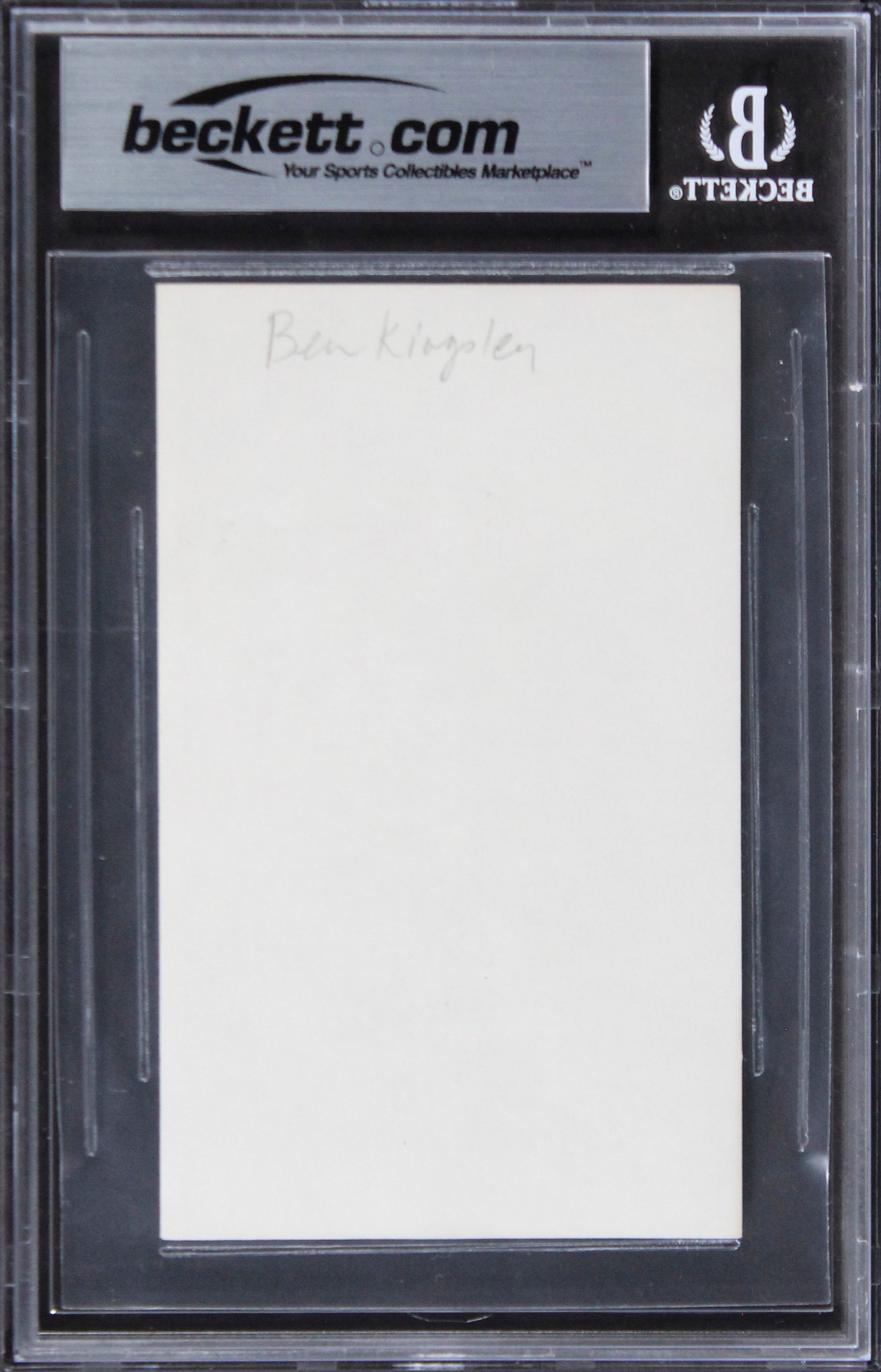 Ben Kingsley Schindler's List "1991" Authentic Signed 3x5 Index Card BAS Slabbed