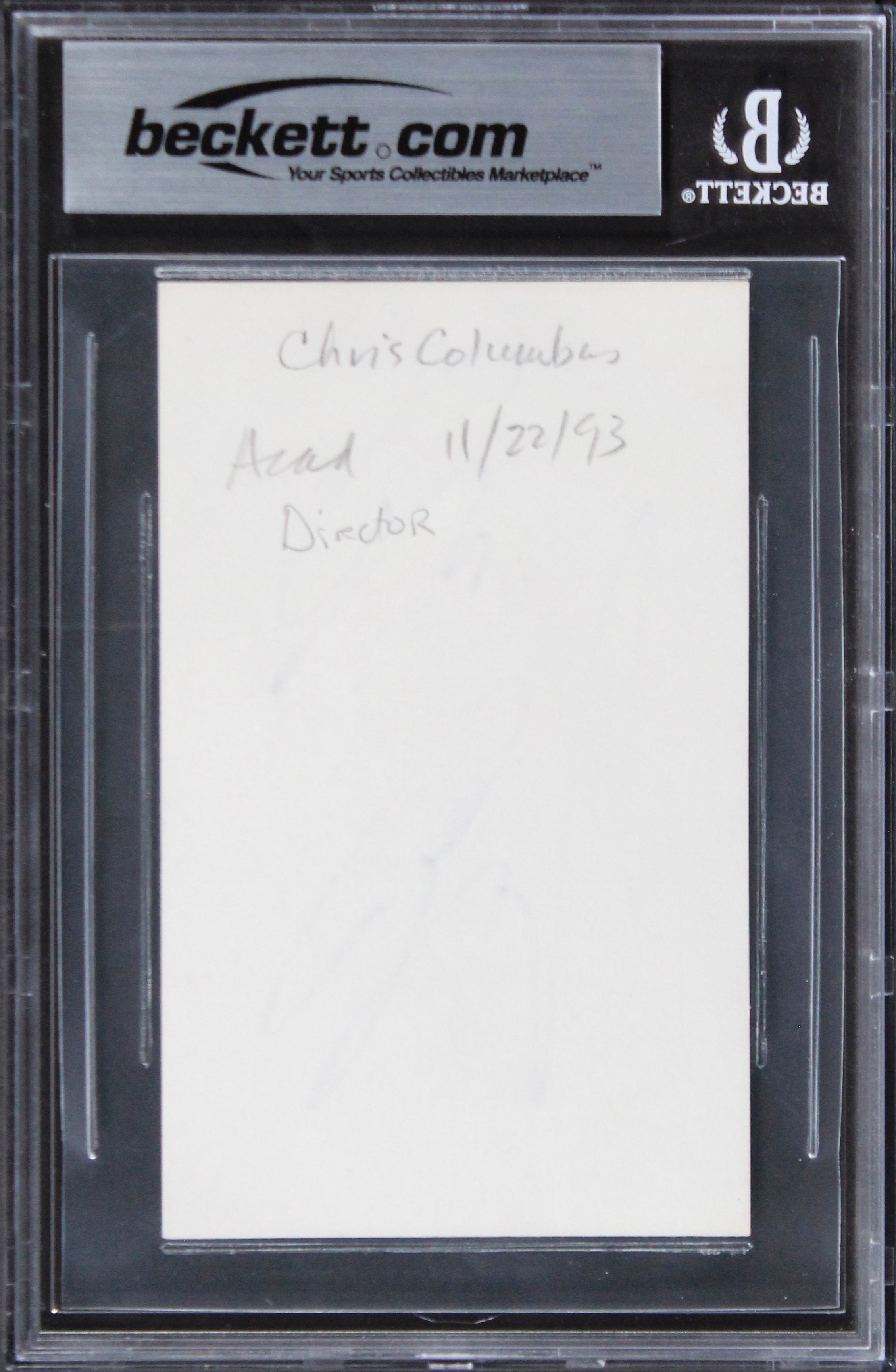 Chris Columbus Home Alone Authentic Signed 3x5 Index Card BAS Slabbed