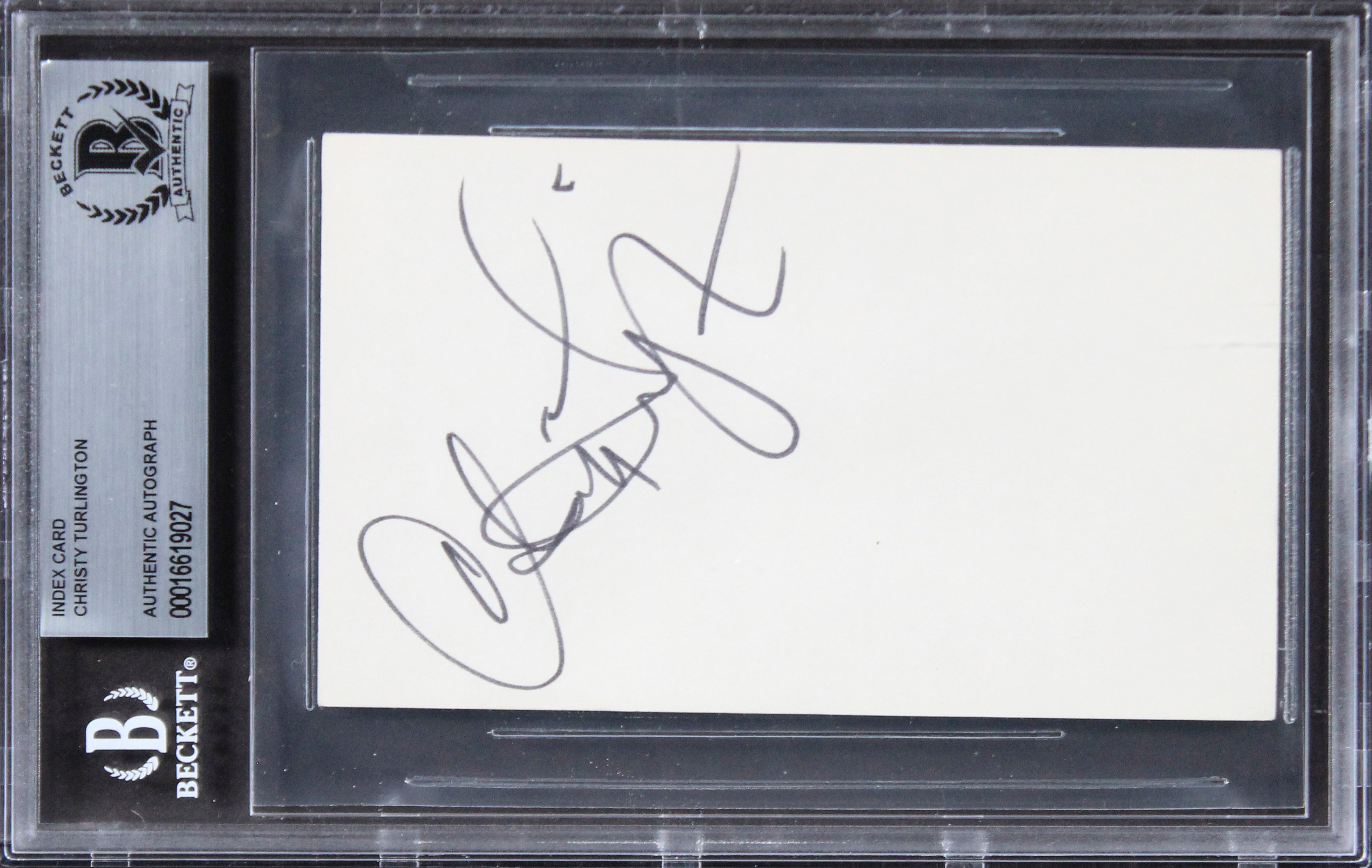 Christy Turlington Model Authentic Signed 3x5 Index Card BAS Slabbed 1
