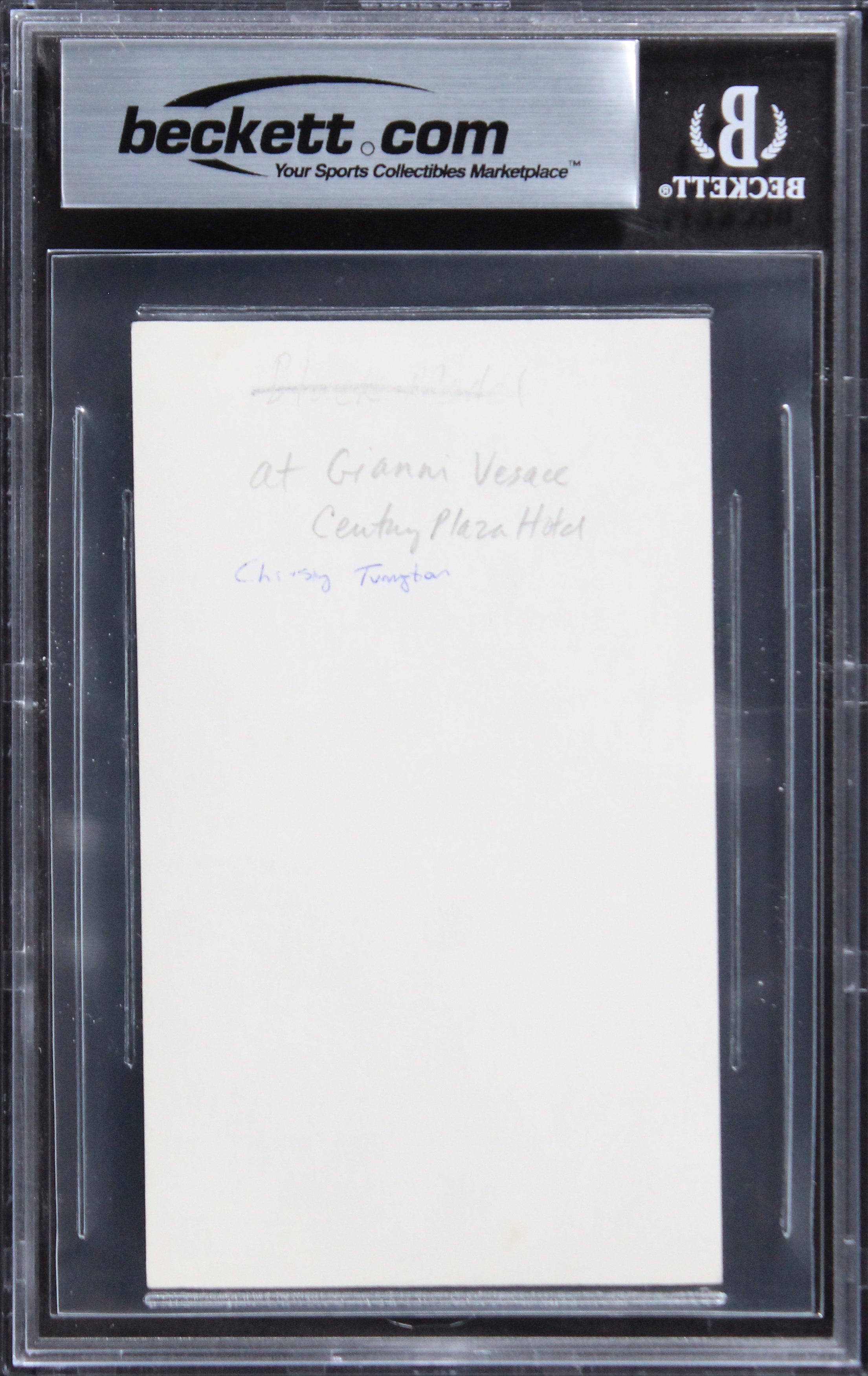 Christy Turlington Model Authentic Signed 3x5 Index Card BAS Slabbed 1