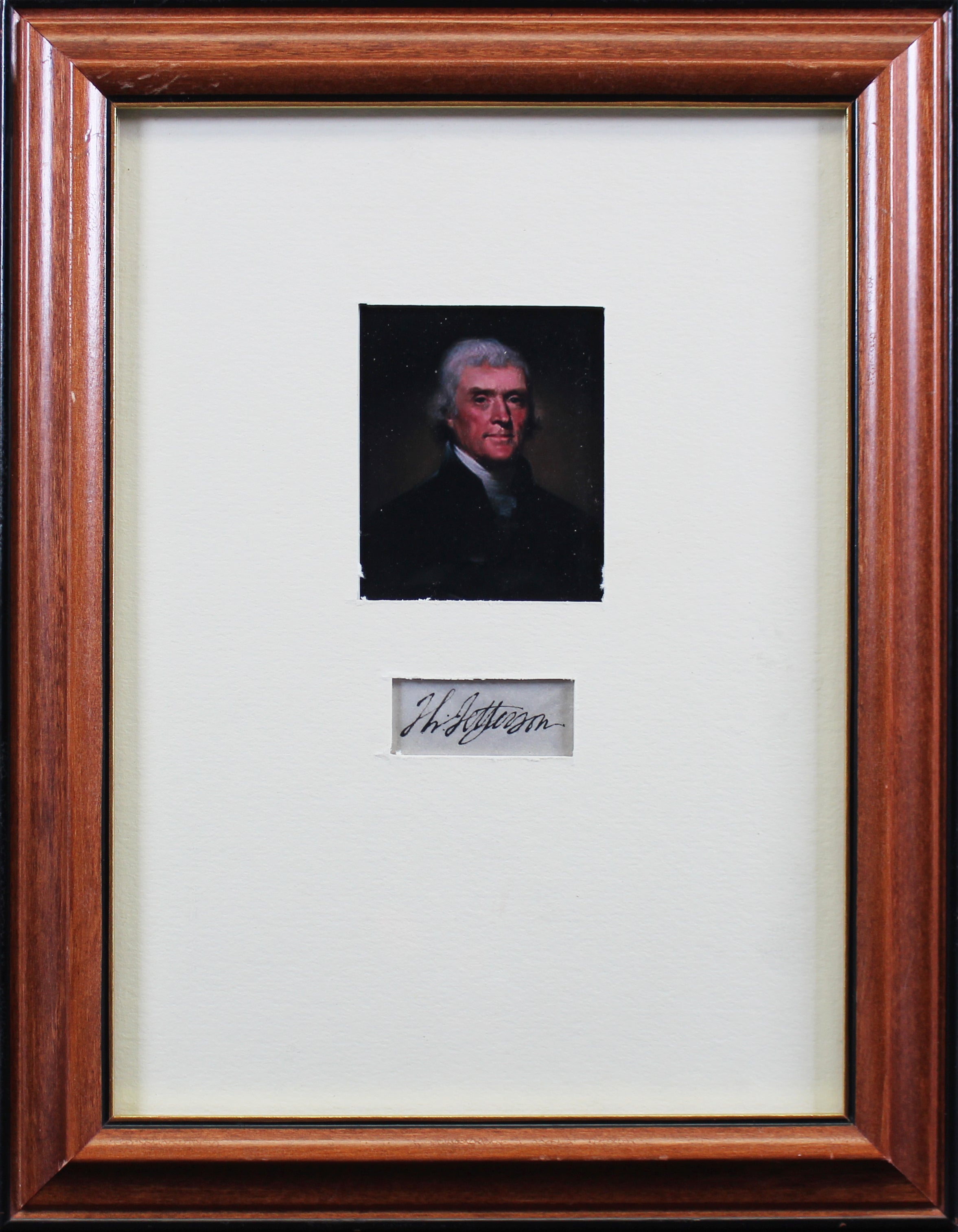 Thomas Jefferson Authentic Signed & Framed 1x2 Cut Signature JSA #XX32290