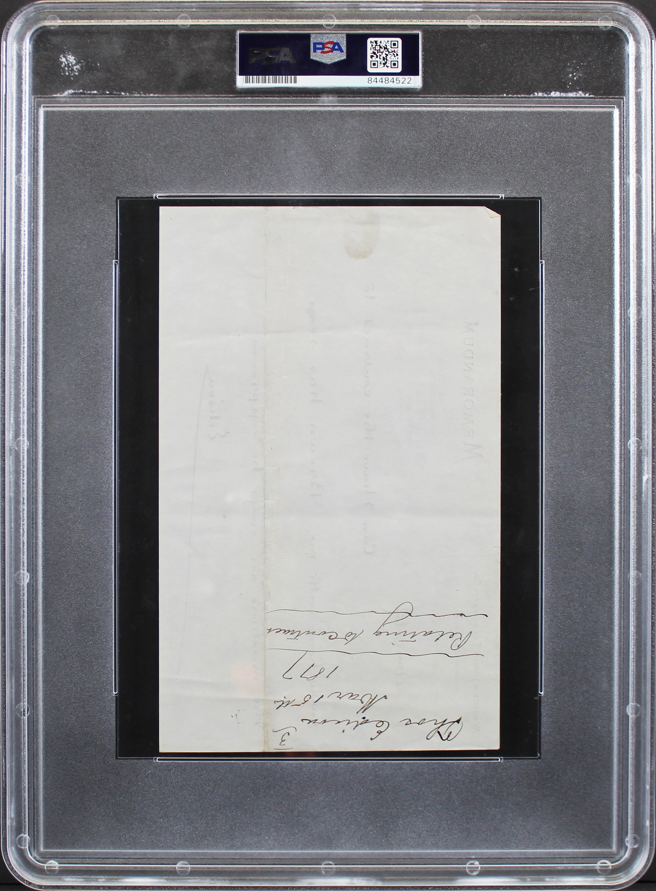 Thomas Edison Authentic Signed 5x8 1877 Handwritten Telegram PSA/DNA Slabbed