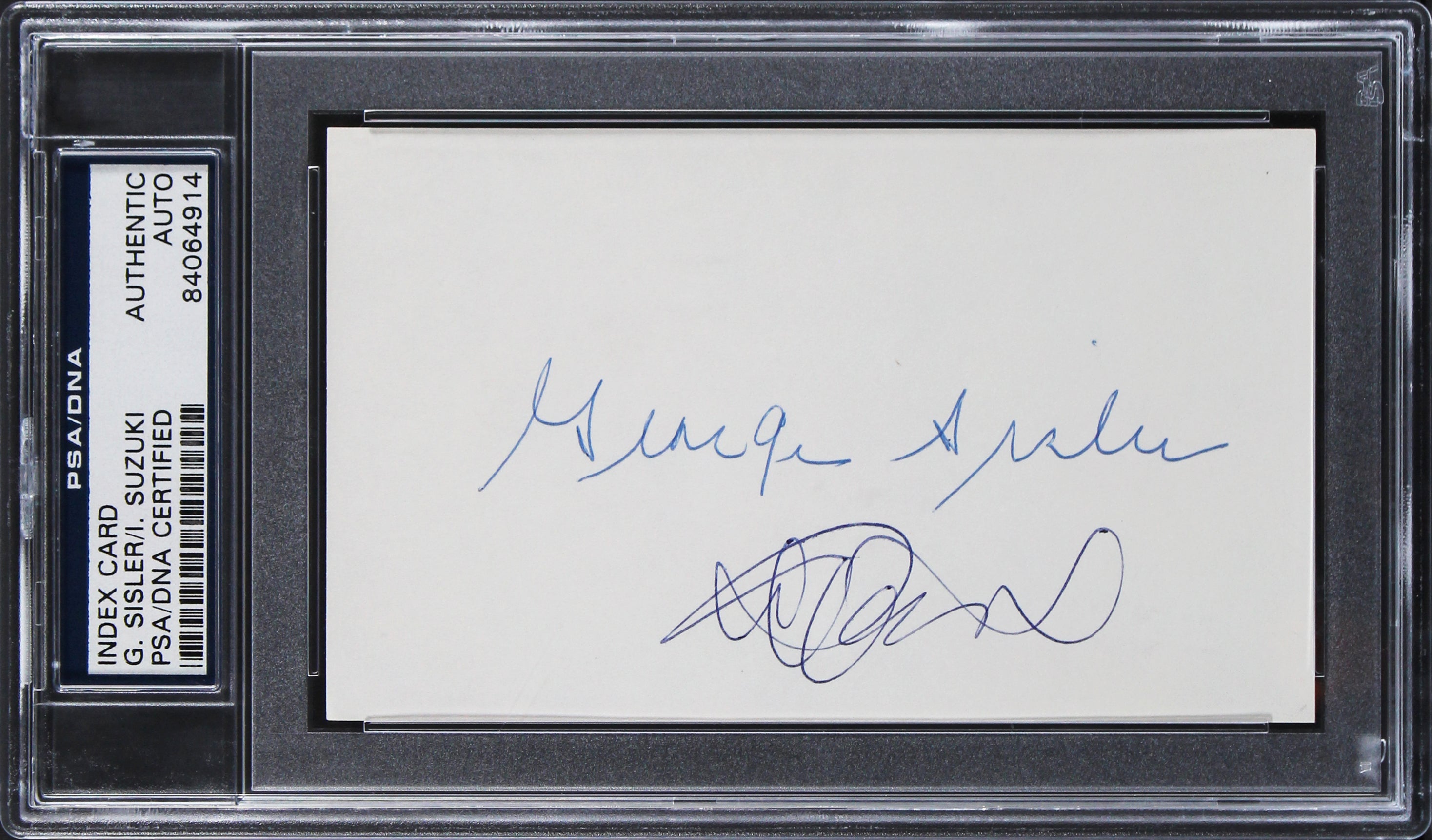 George Sisler & Ichiro Suzuki Authentic Signed 3x5 Index Card PSA/DNA Slabbed