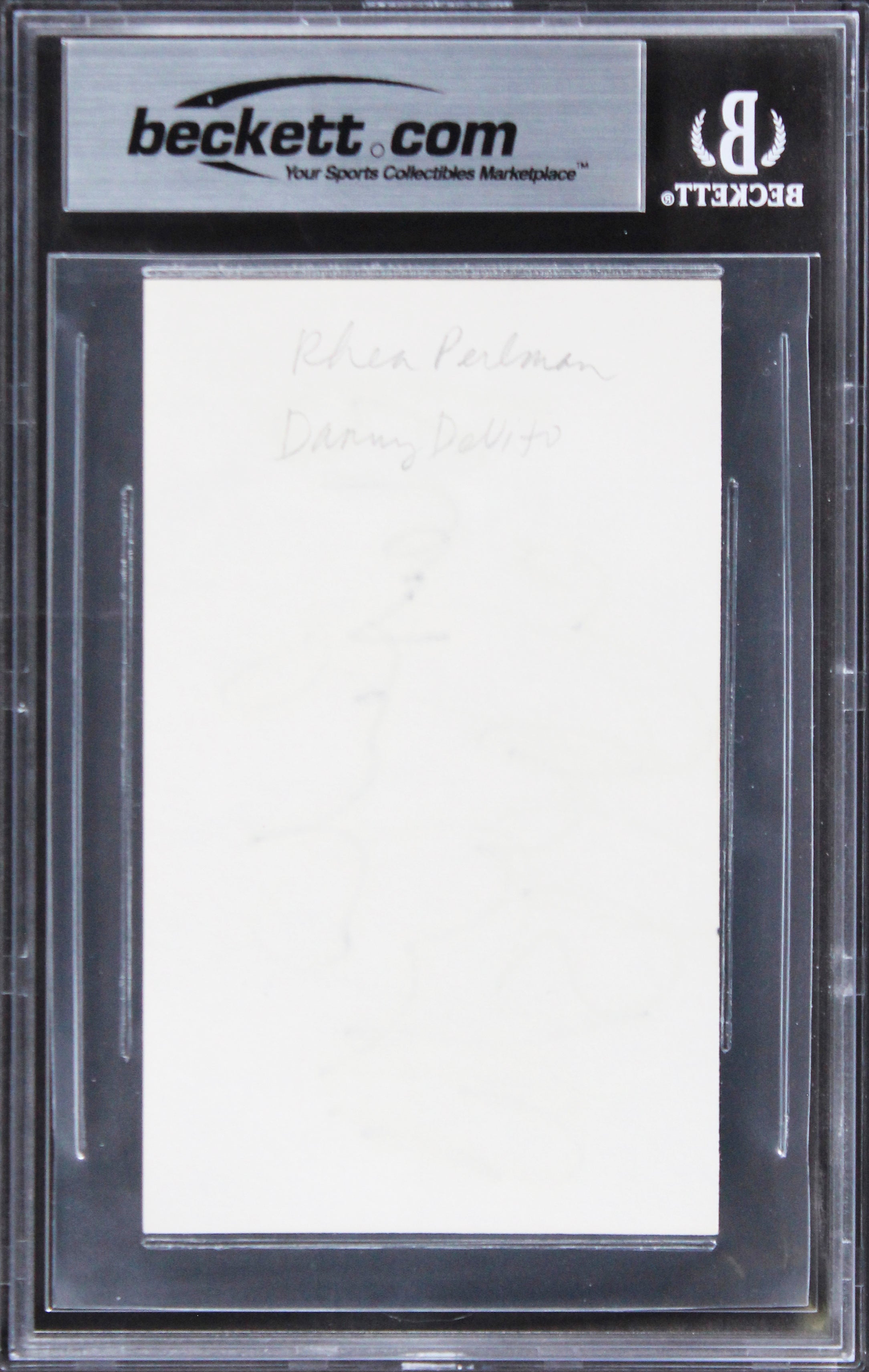 Danny Devito & Rhea Perlman Authentic Signed 3x5 Index Card BAS Slabbed 2