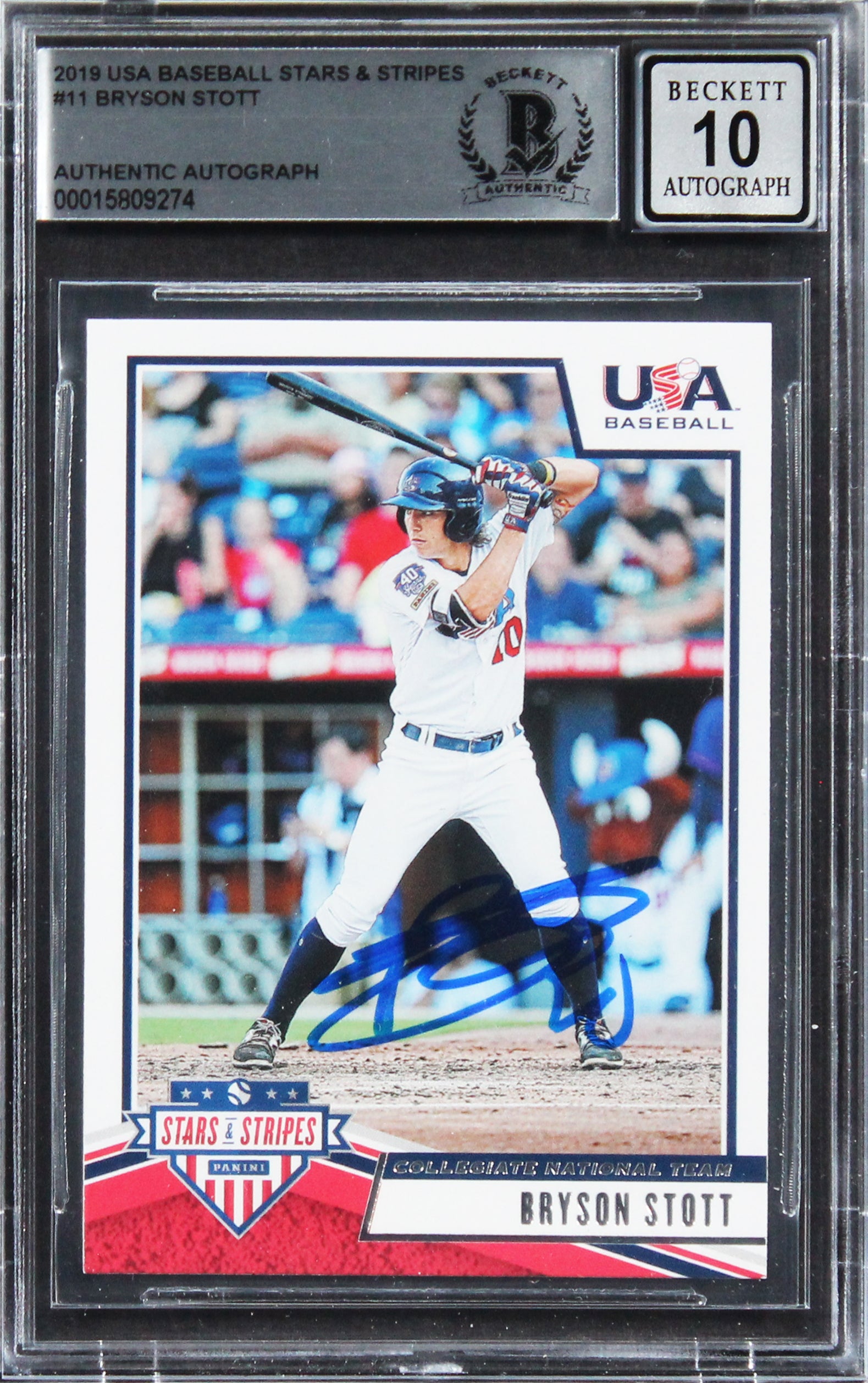 Bryson Scott Signed 2019 USA Baseball Stars & Stripes #11 Card Auto 10! BAS Slab