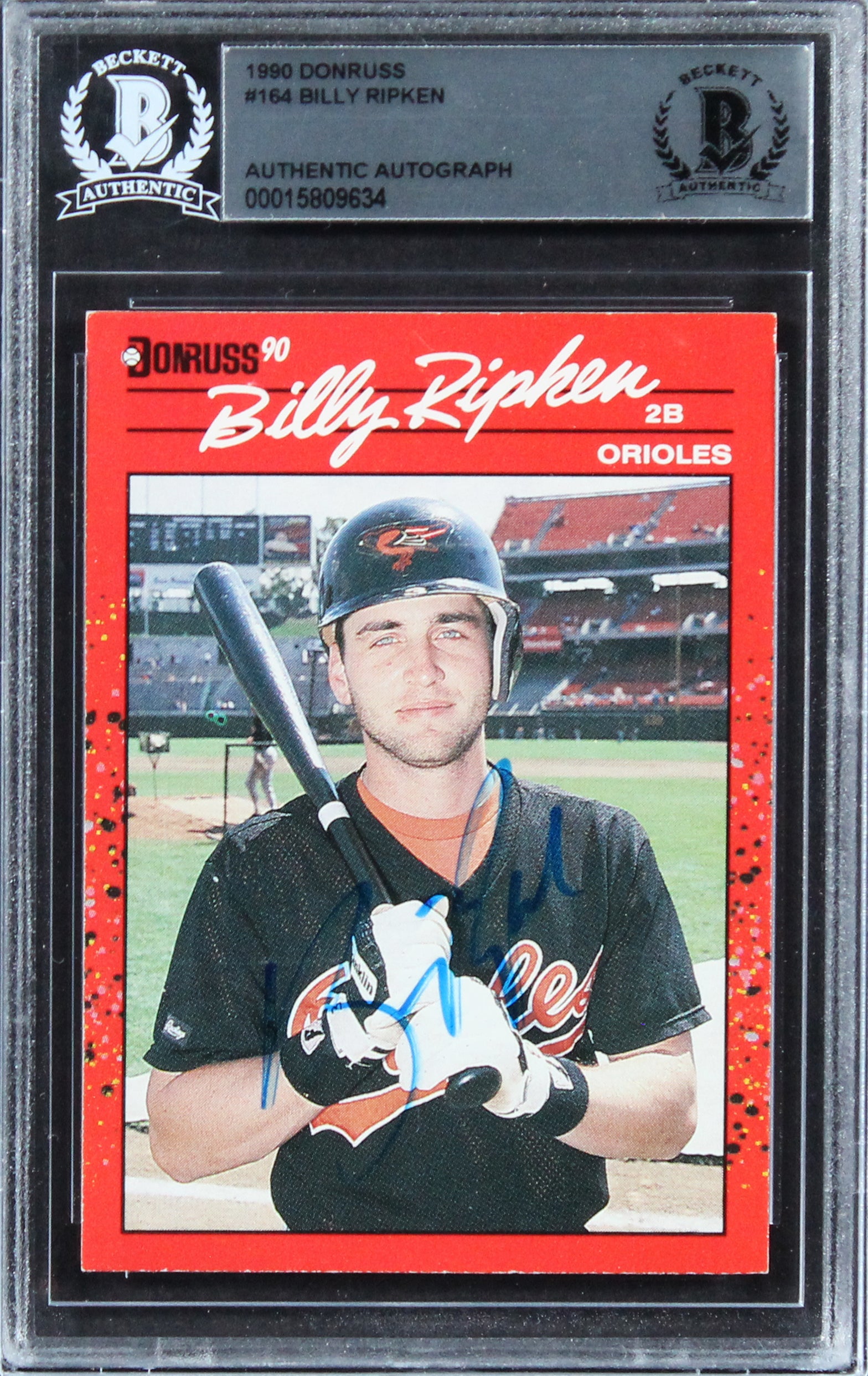 Orioles Billy Ripken Authentic Signed 1990 Donruss #164 Card BAS Slabbed