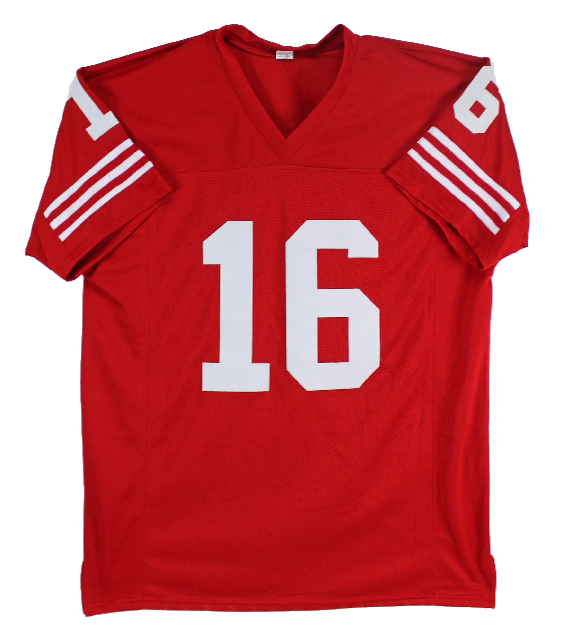 Joe Montana & Dwight Clark Authentic Signed Red Pro Style Jersey BAS Witnessed