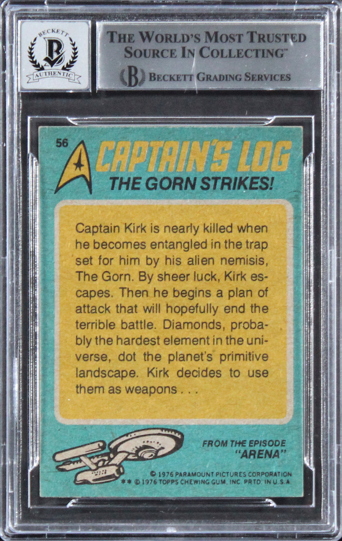 William Shatner Signed 1976 Topps Star Trek #56 Card Auto Graded 10! BAS Slabbed