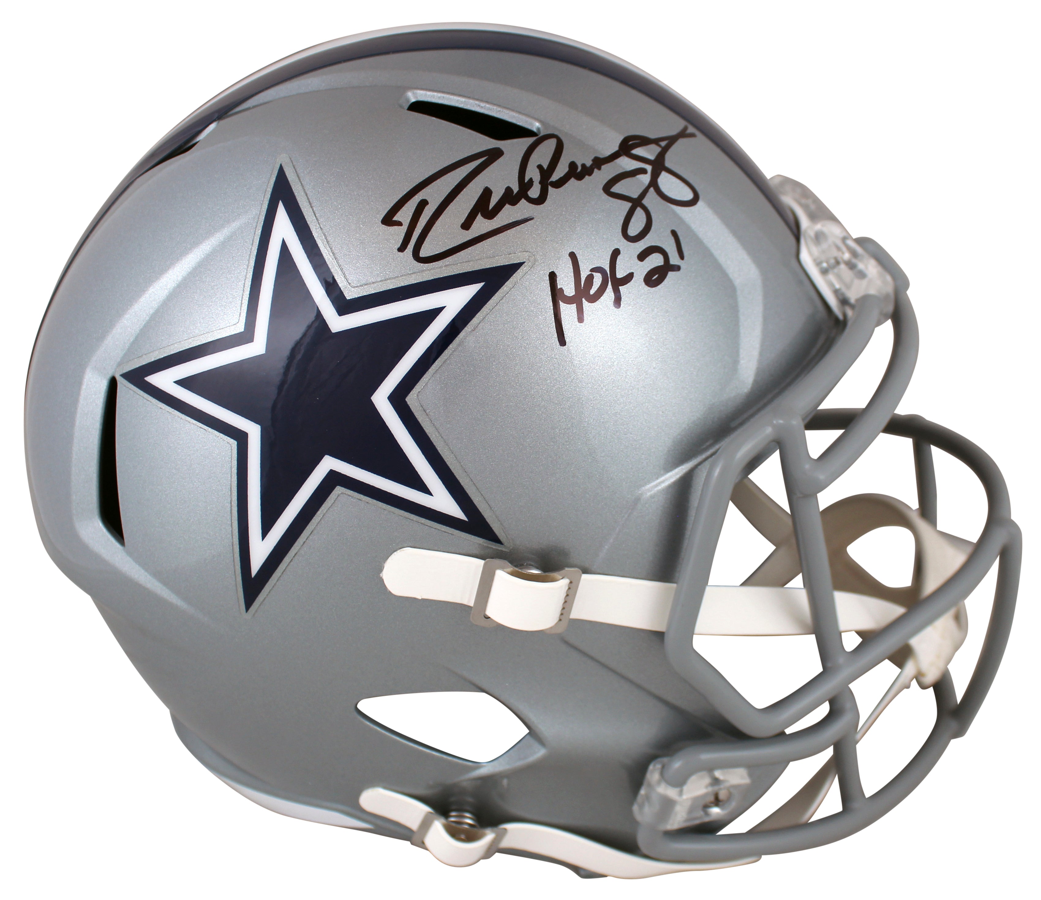 Cowboys Drew Pearson "HOF 21" Signed Full Size Speed Rep Helmet BAS Witnessed