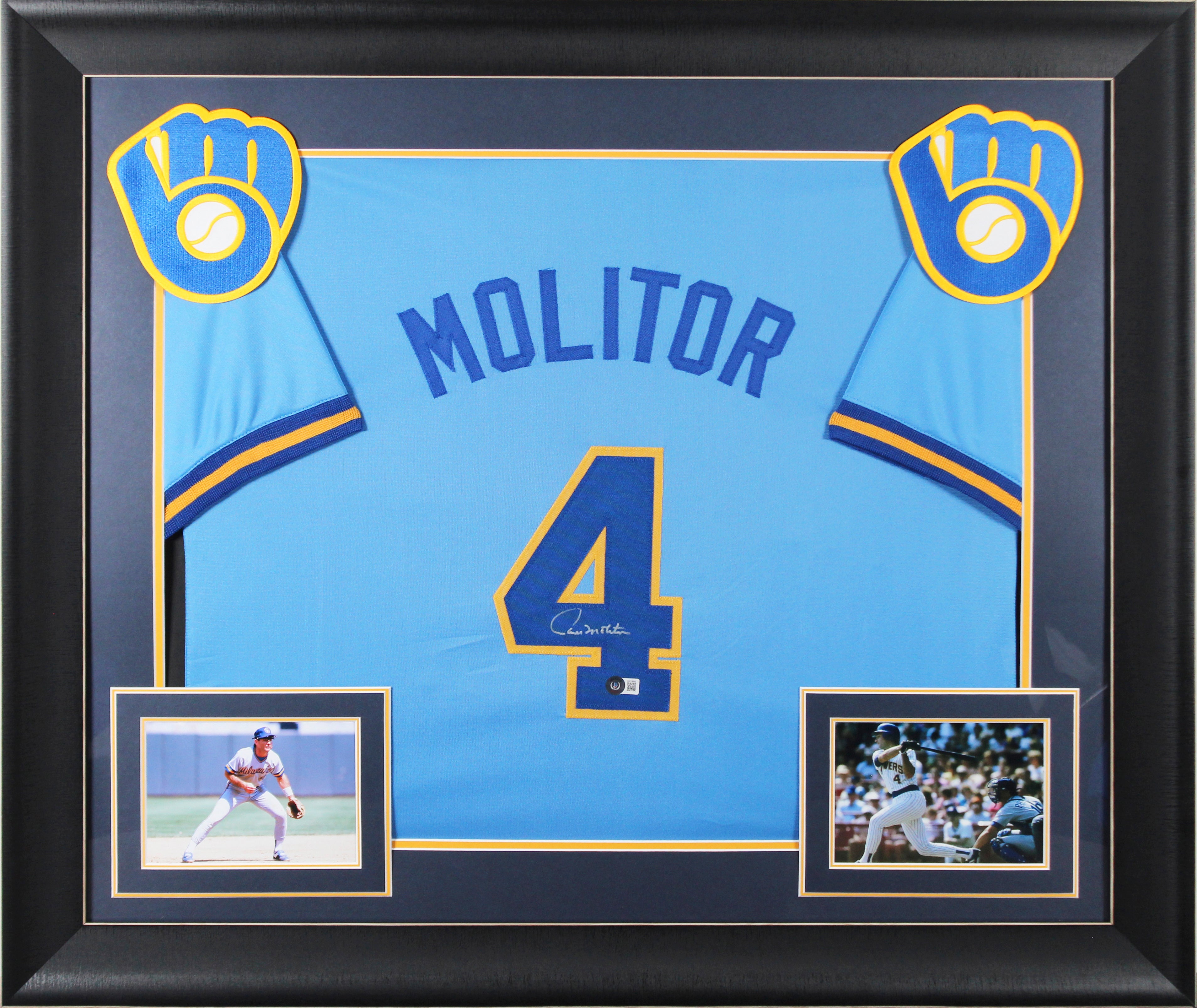 Paul Molitor Authentic Signed Light Blue Pro Style Framed Jersey Autographed BAS