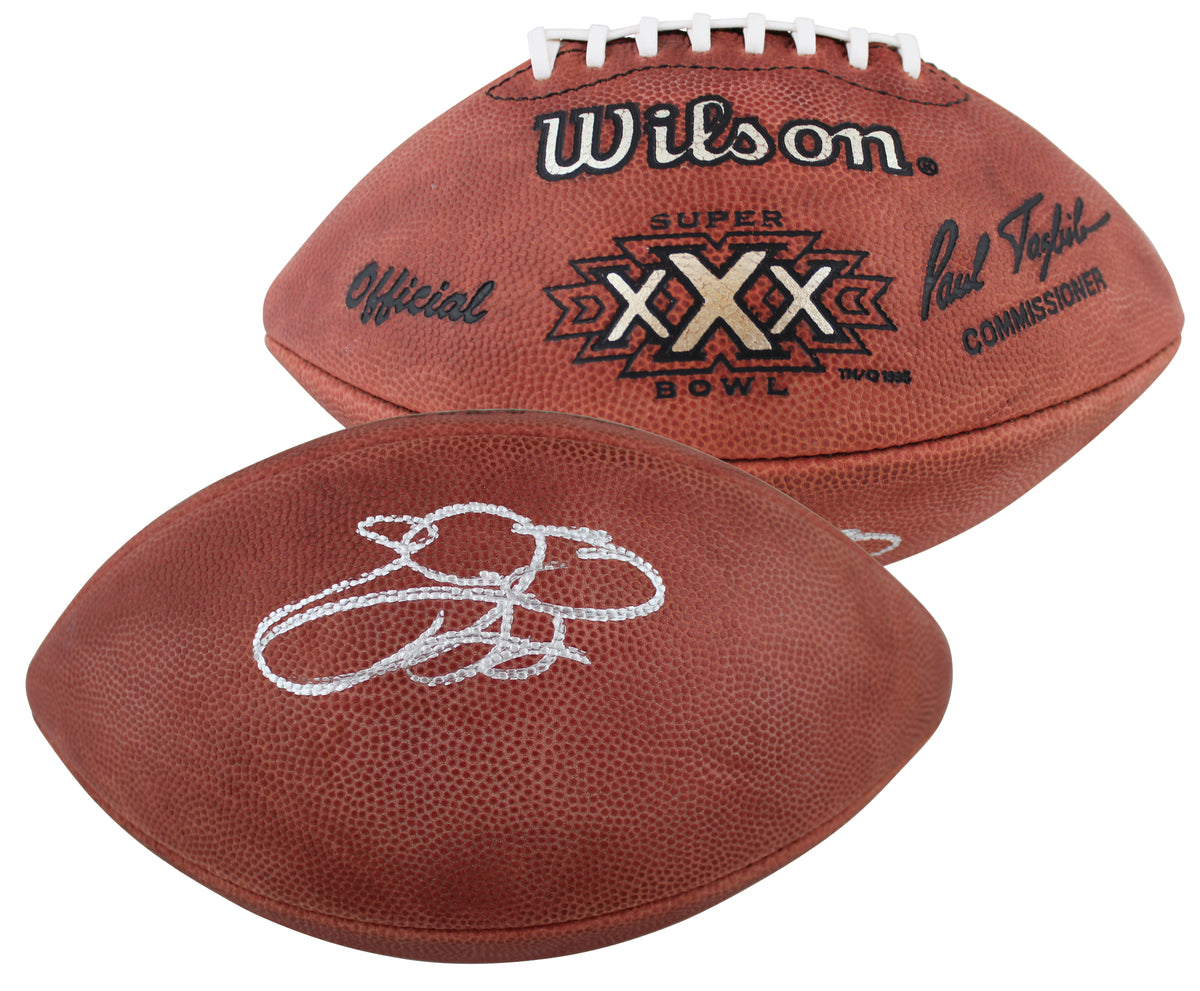 Cowboys Emmitt Smith Signed Official SB XXX Logo Nfl Football BAS Wit #WK17548