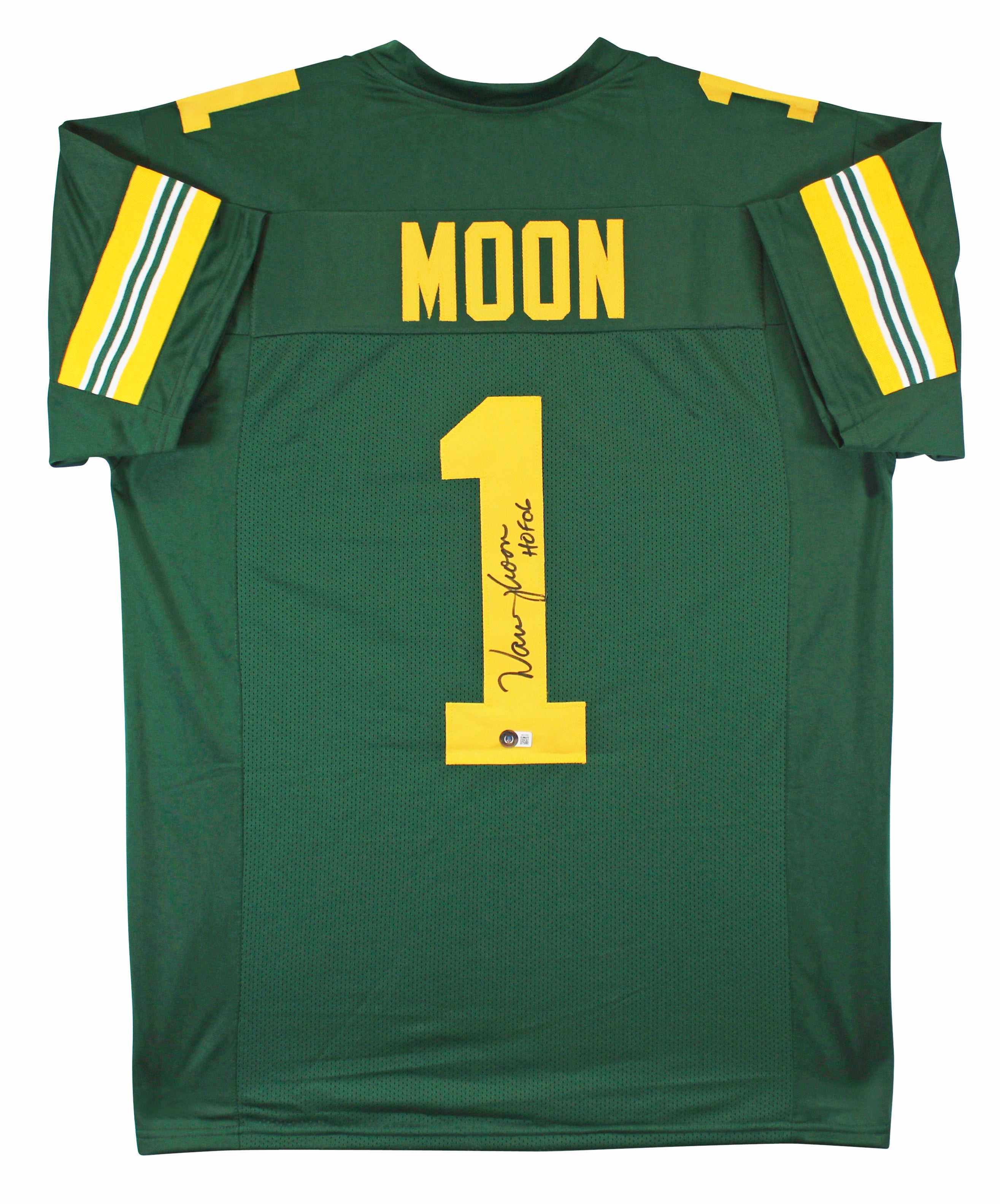 Warren Moon HOF 06 Authentic Signed Green Pro Style Jersey BAS Witnessed #W52352