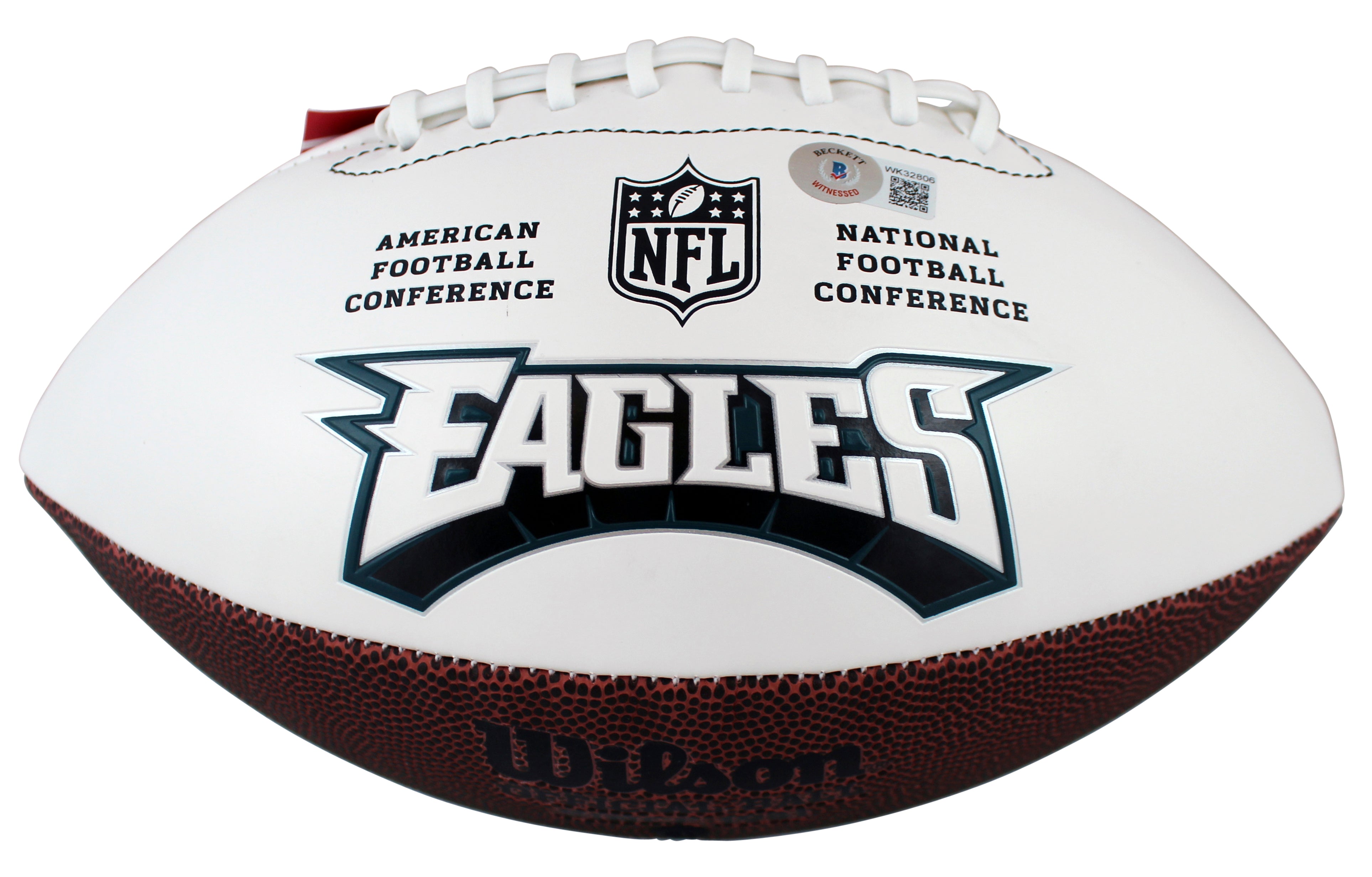 Eagles Randall Cunningham Authentic Signed White Panel Logo Football BAS Witness