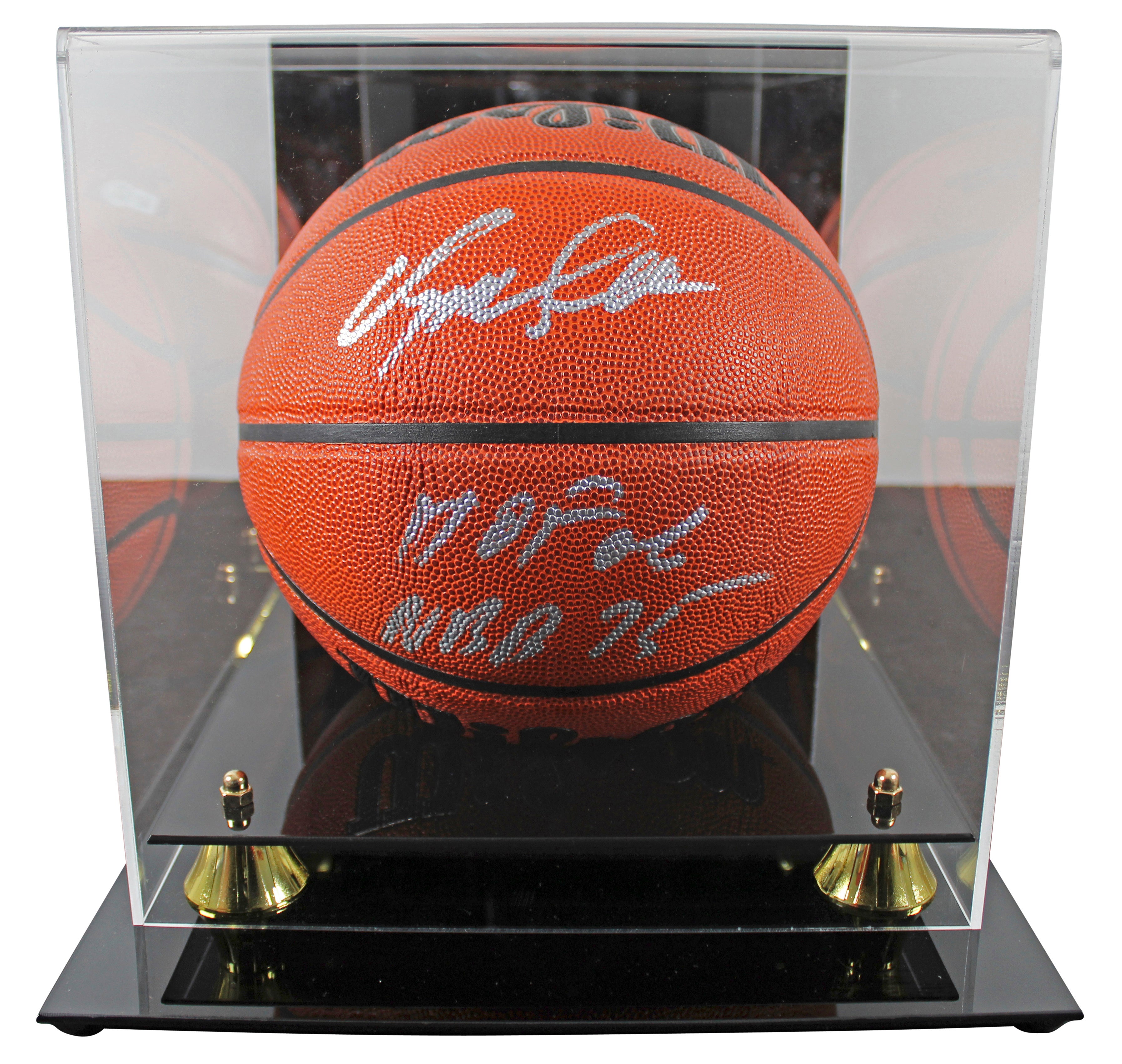 Hawks Dominique Wilkins "2x Insc" Auth Signed Wilson Basketball w/ Case BAS Wit