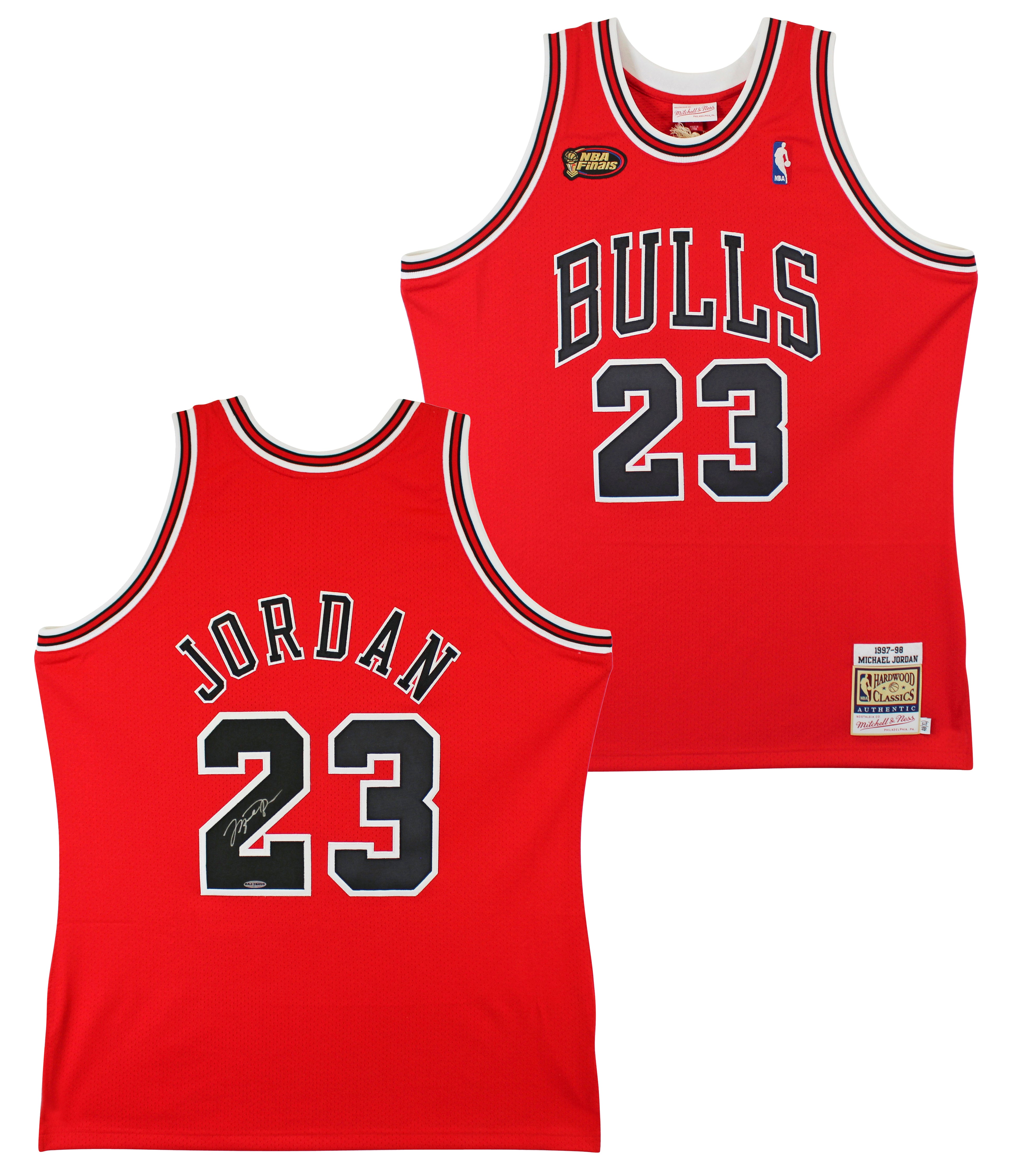 Bulls Michael Jordan Signed 97-98 Red M&N HWC Authentic Jersey UDA #BAJ78459