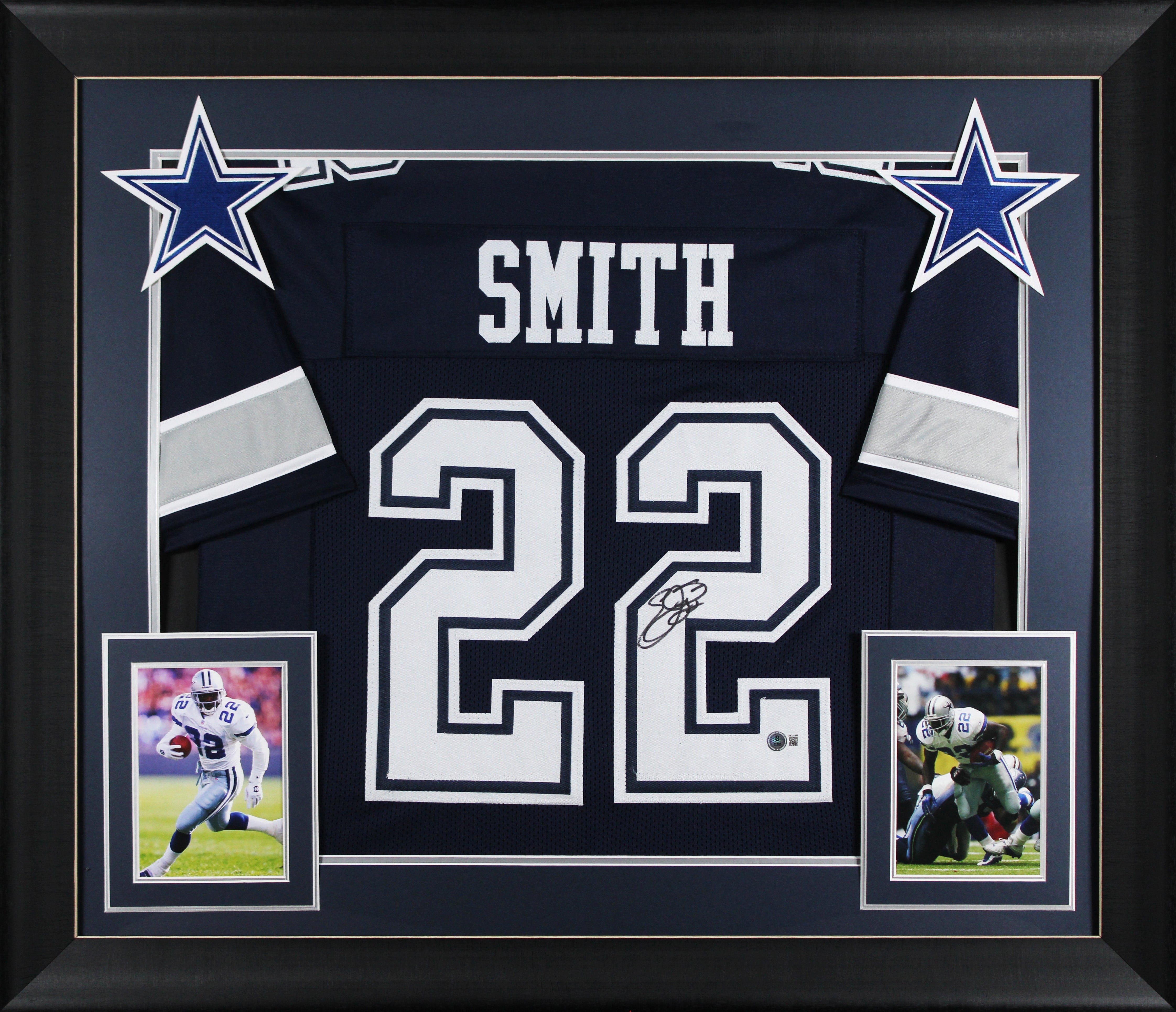Emmitt Smith Authentic Signed Navy Blue Pro Style Framed Jersey BAS Witnessed