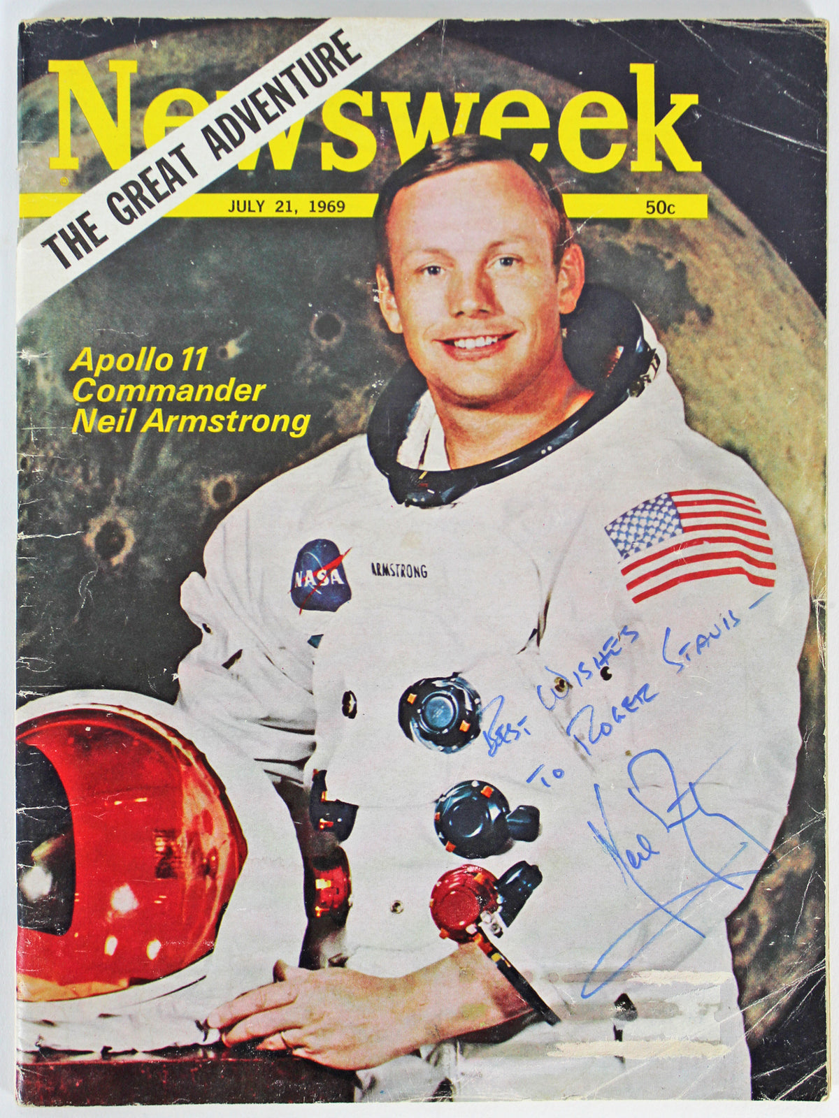 Neil Armstrong Apollo 11 Signed July 21, 1969 Newsweek Magazine BAS #A78898
