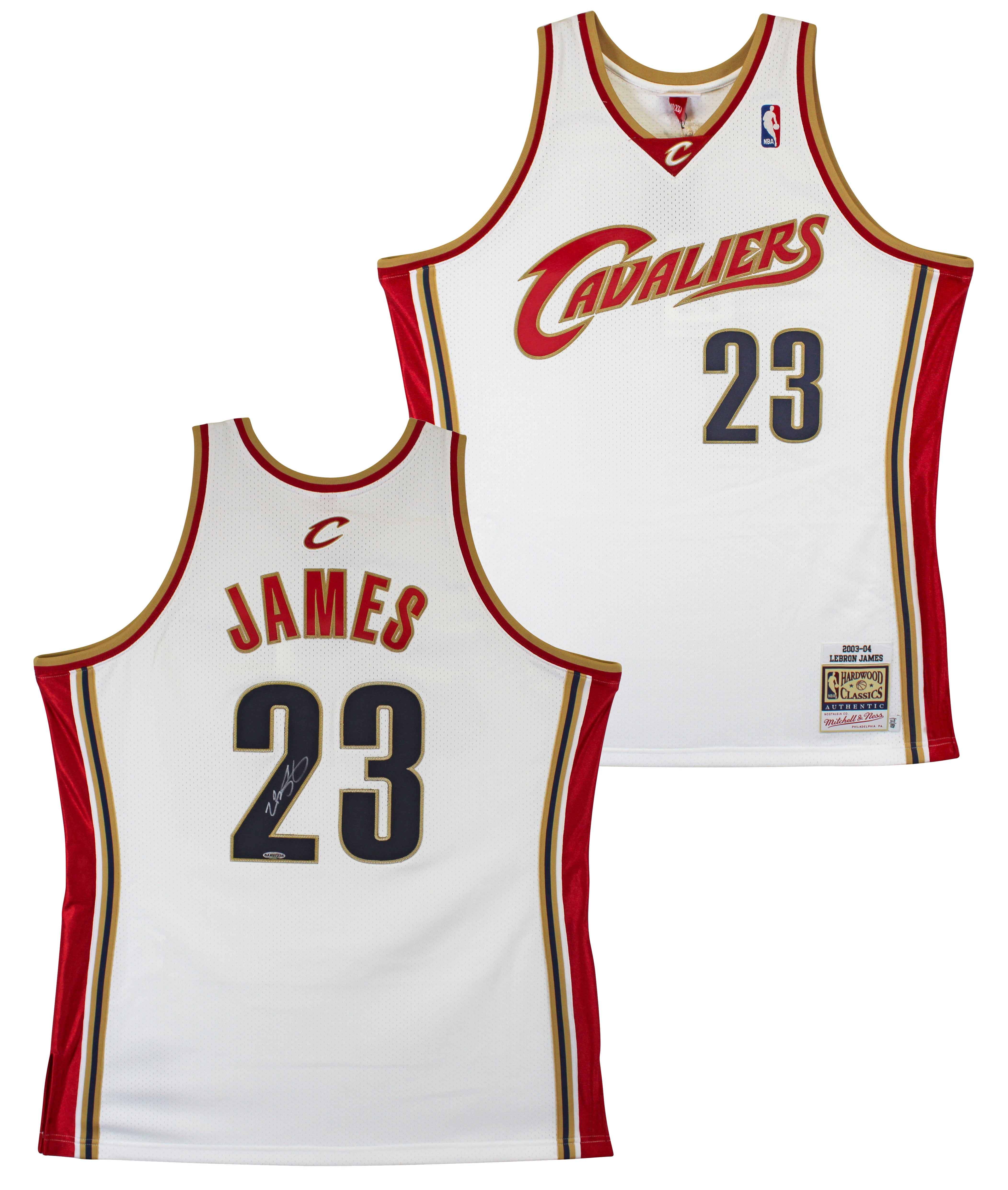 Cavaliers LeBron James Signed White 2003 M&N HWC Authentic Jersey UDA #BAK07234