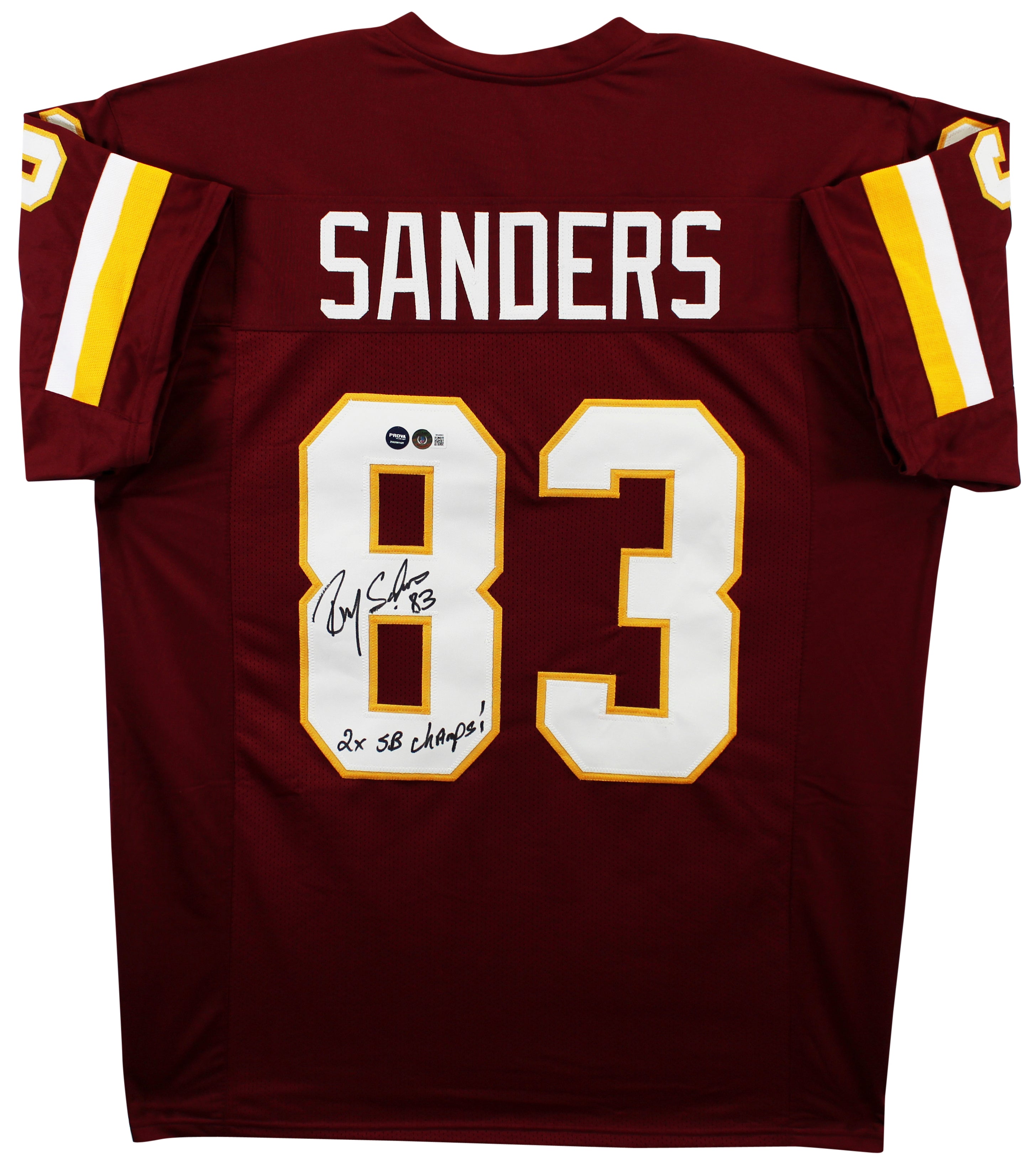 Rickey Sanders "2x SB Champ" Authentic Signed Maroon Pro Style Jersey BAS Wit