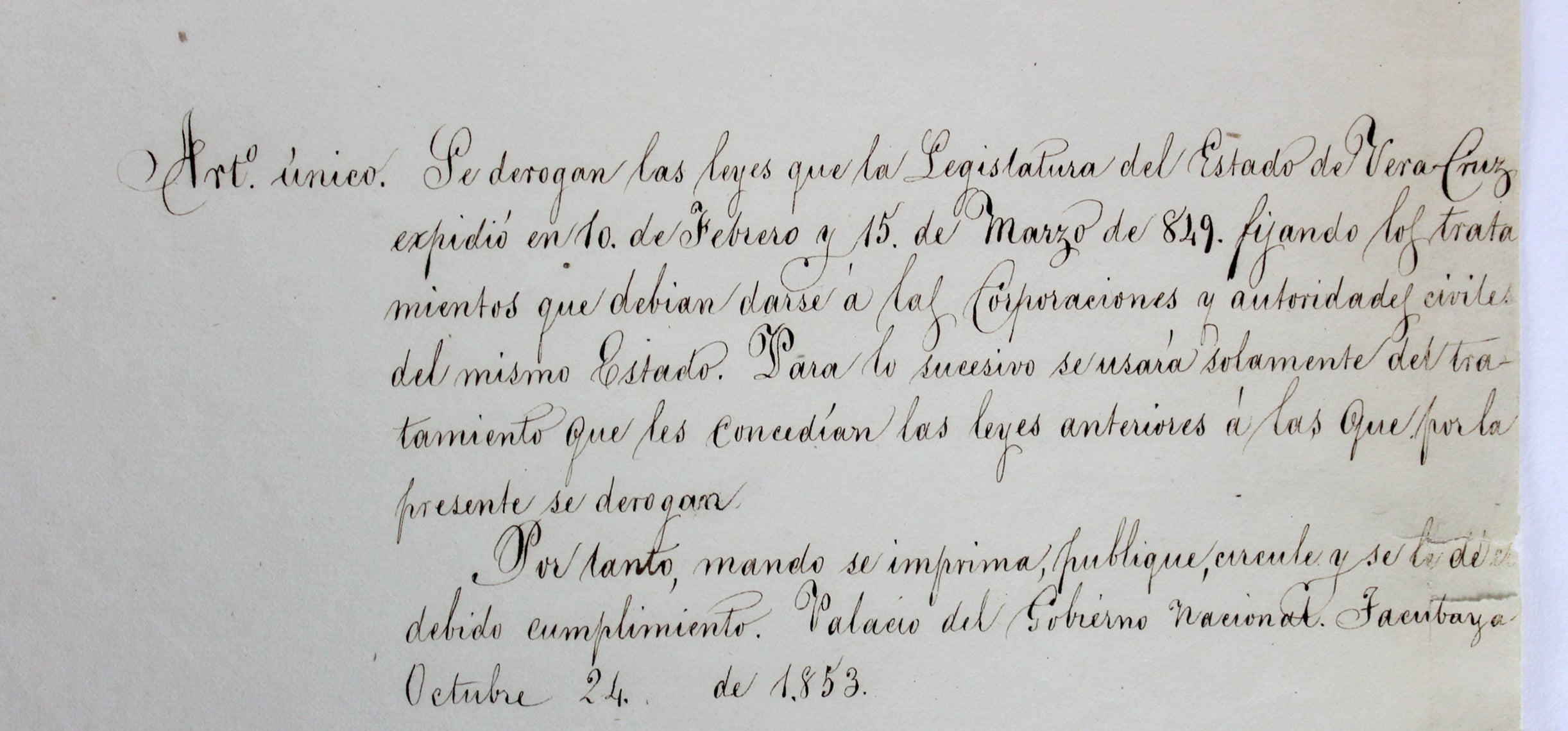 Santa Anna Authentic Signed 8.75x12.5 1853 Document BAS #A78931