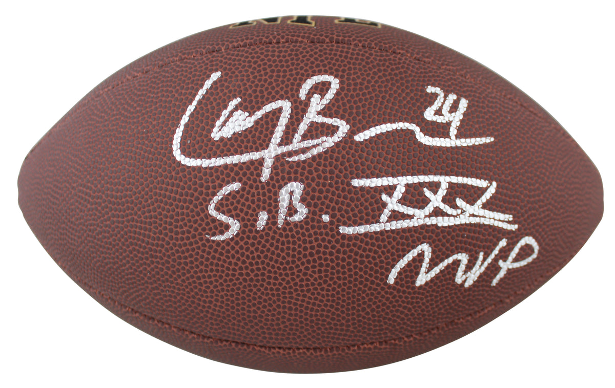 Cowboys Larry Brown "SB XXX MVP" Signed Super Grip Nfl Football BAS Witnessed