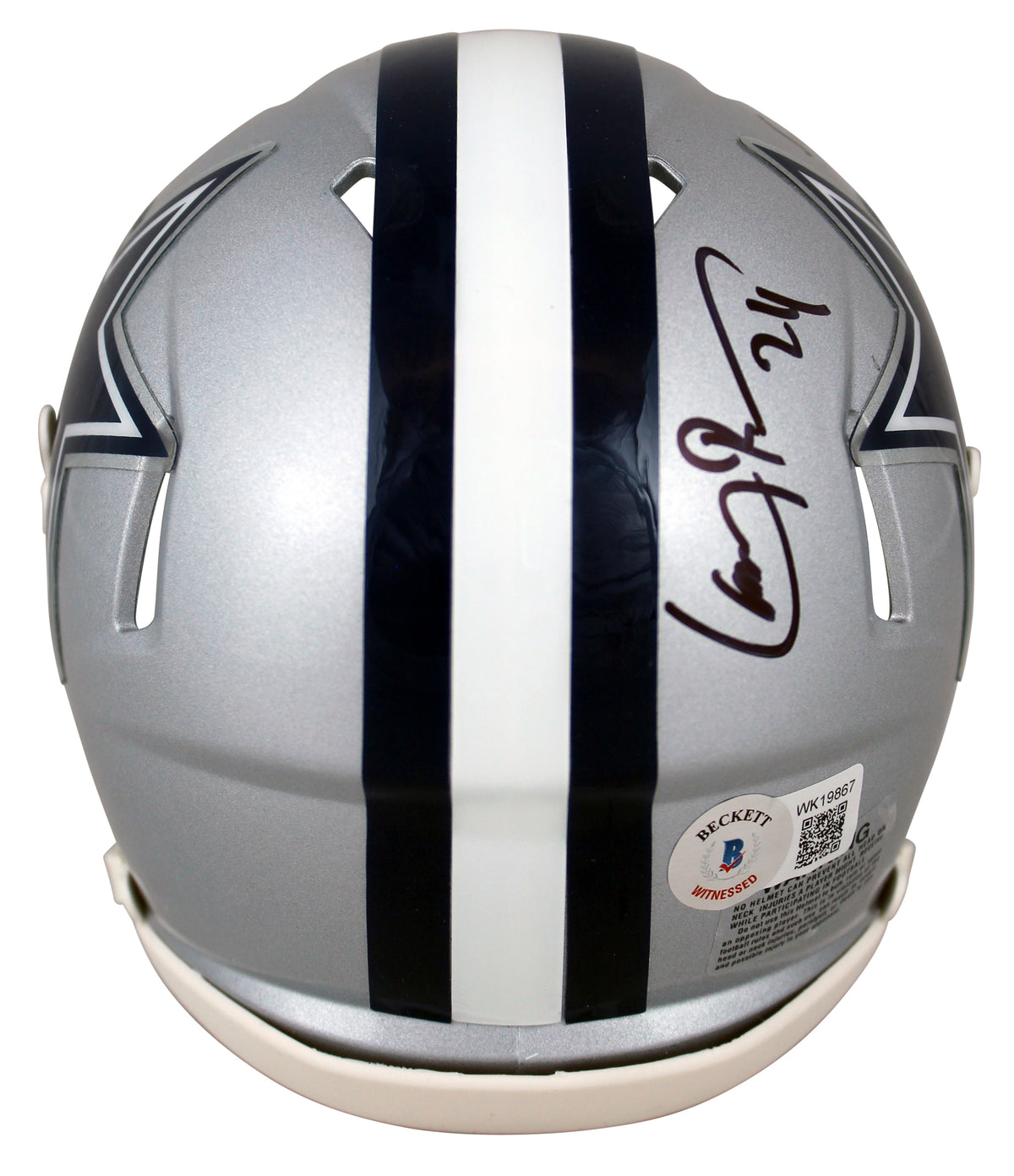 Cowboys Larry Brown "SB XXX MVP" Signed Silver Speed Mini Helmet BAS Witnessed