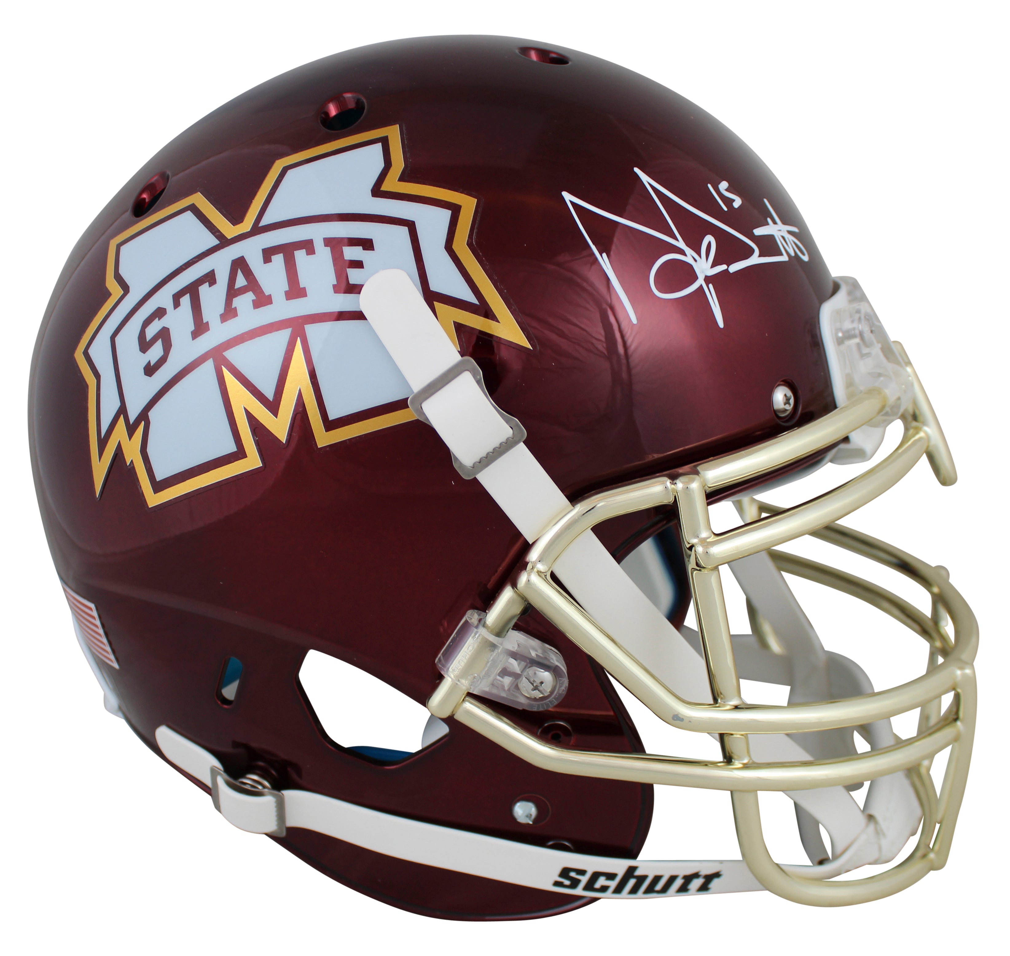 MSU Dak Prescott Signed Schutt Full Size Proline Helmet w/ Chrome Facemask BAS