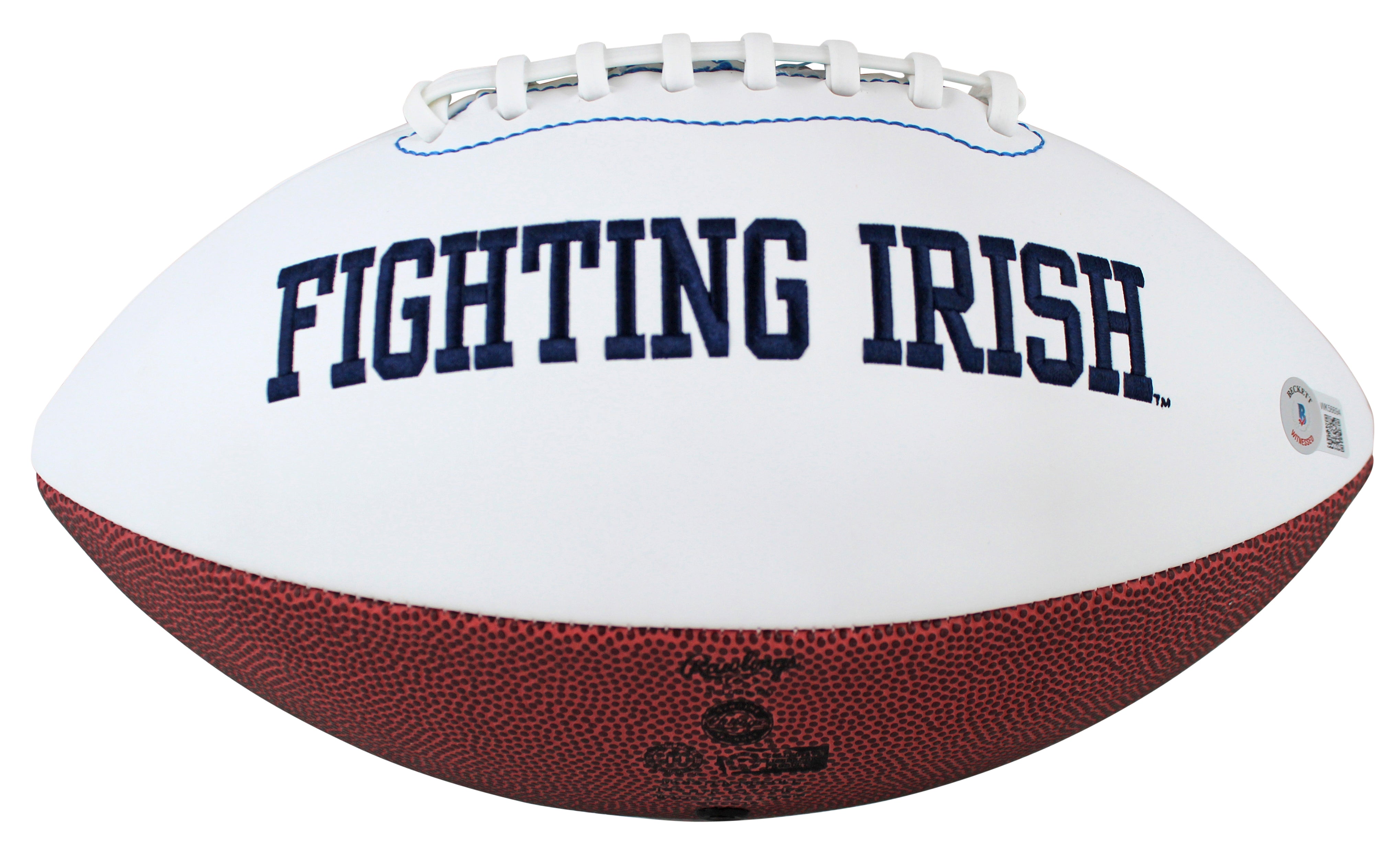 Notre Dame Cole Kmet "PLAC" Signed White Panel Logo Football Autographed BAS Wit