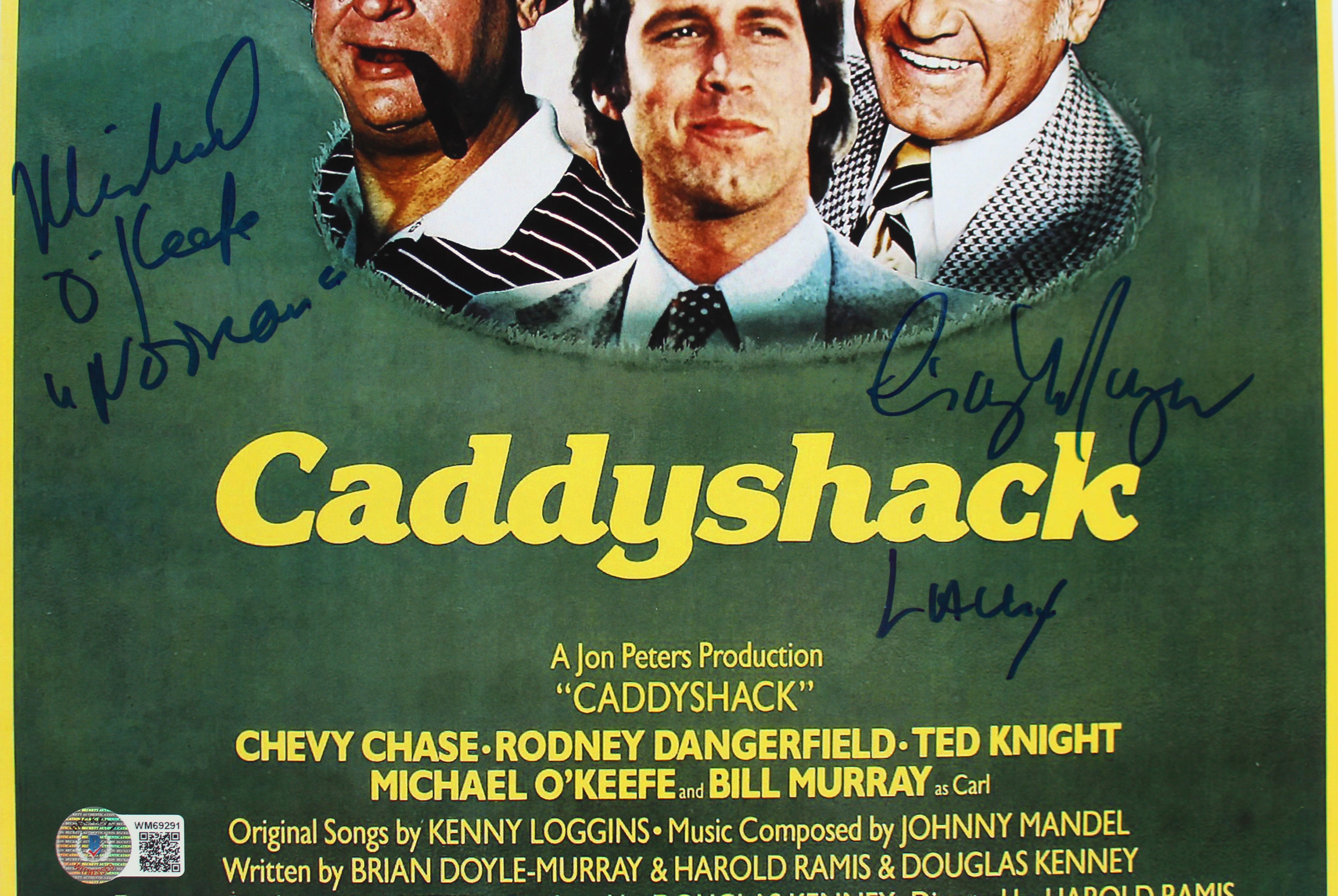 Caddyshack (3) Chase, Morgan & O'Keefe Signed 12x18 Movie Poster BAS Witnessed 1