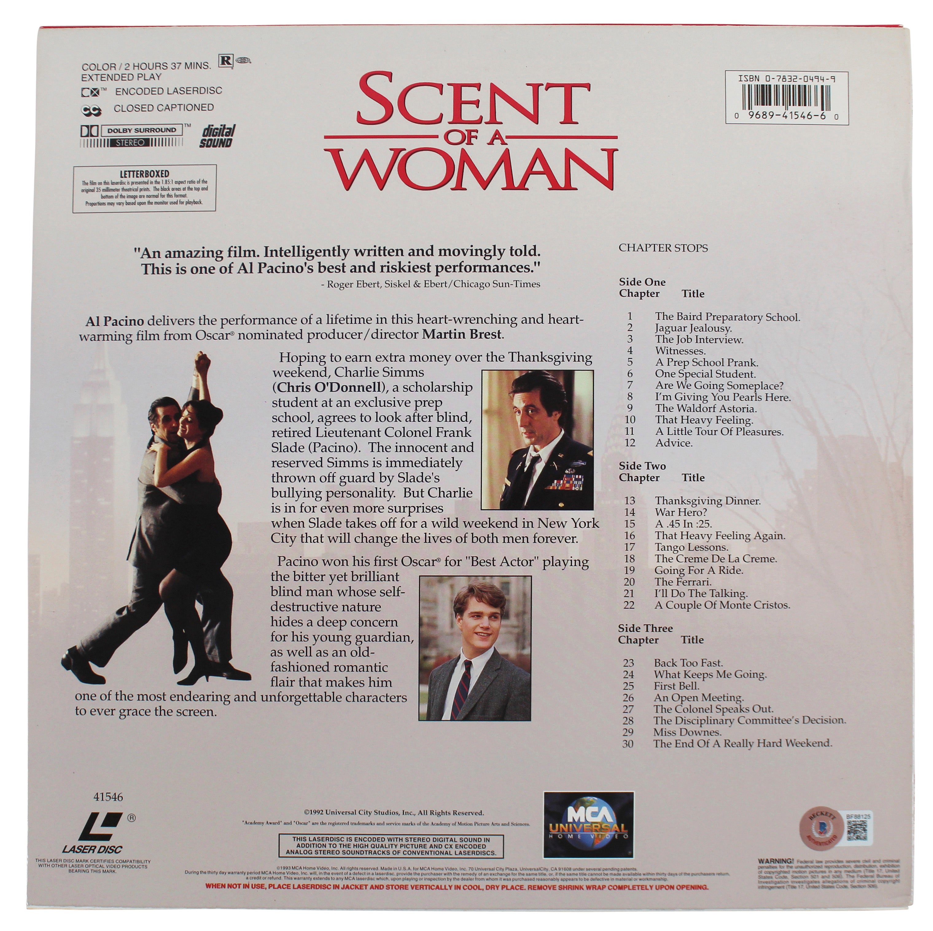 Al Pacino Authentic Signed Scent Of A Woman Laserdisc Cover BAS #BF88125