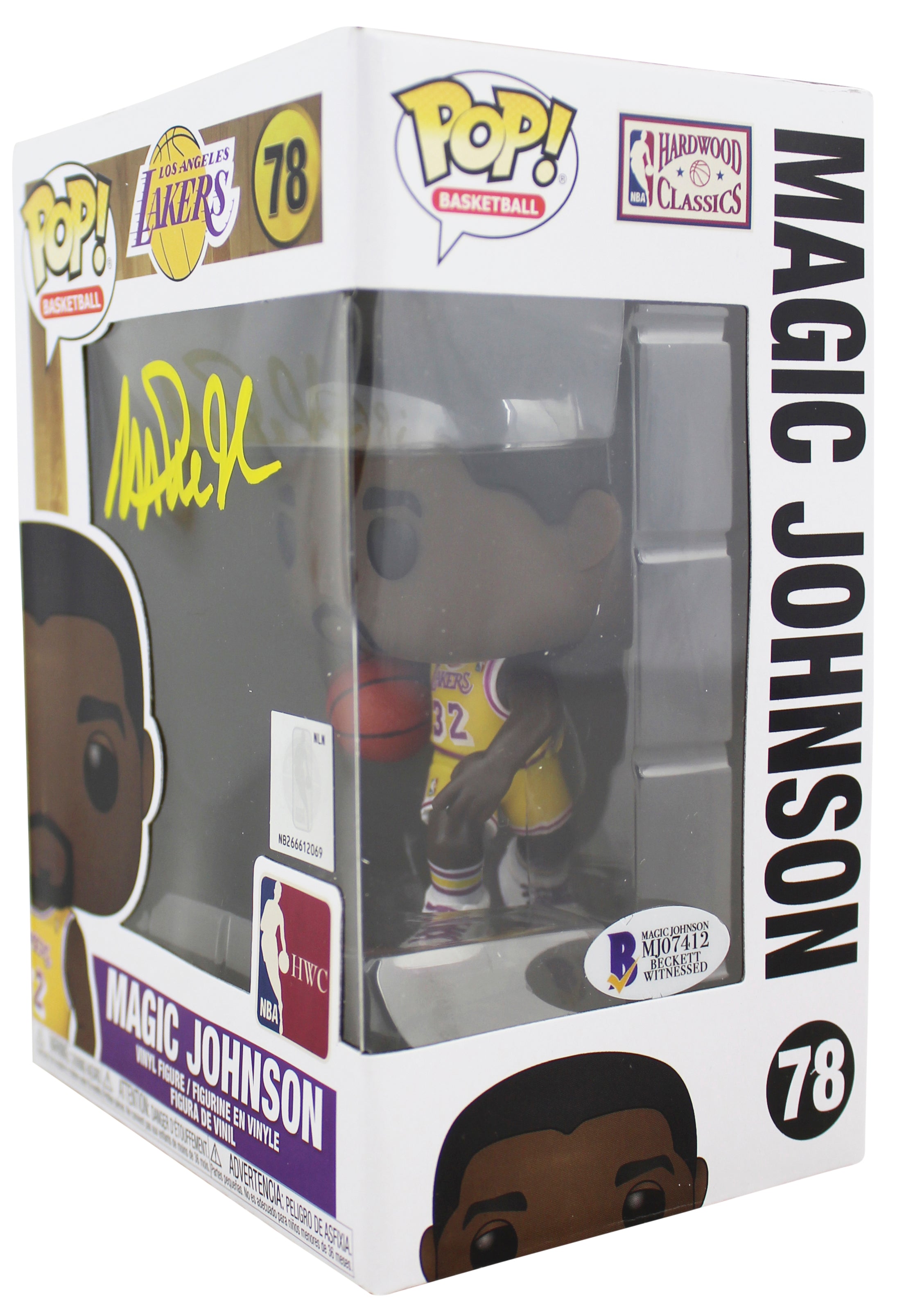 ** HOLIDAY DOORBUSTER ** Lakers Magic Johnson Signed NBA HWC #78 Funko Pop Vinyl Figure w/ Yellow Sig BAS