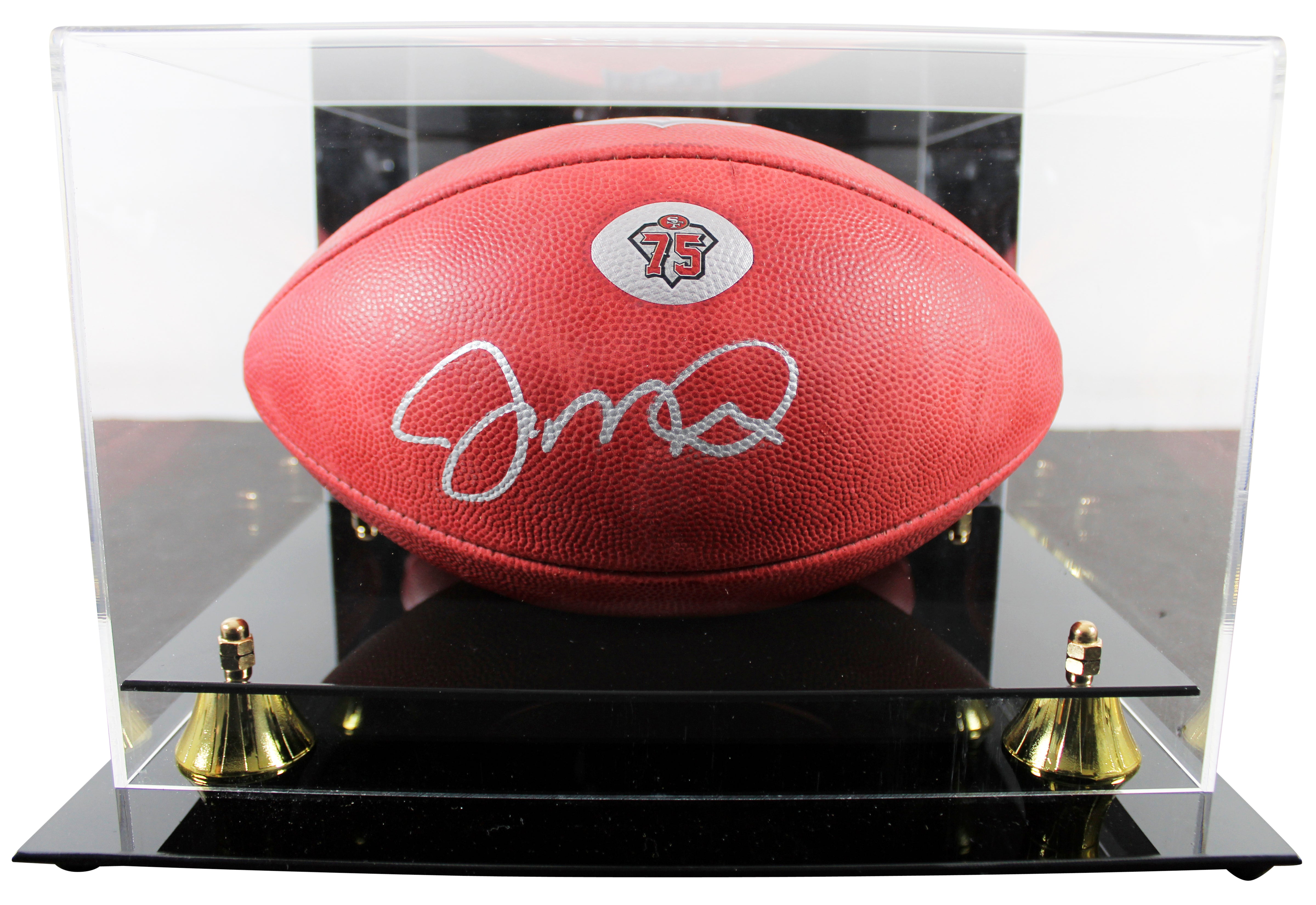 49ers Joe Montana Signed Official Wilson "The Duke" 75th Football W/ Case BAS