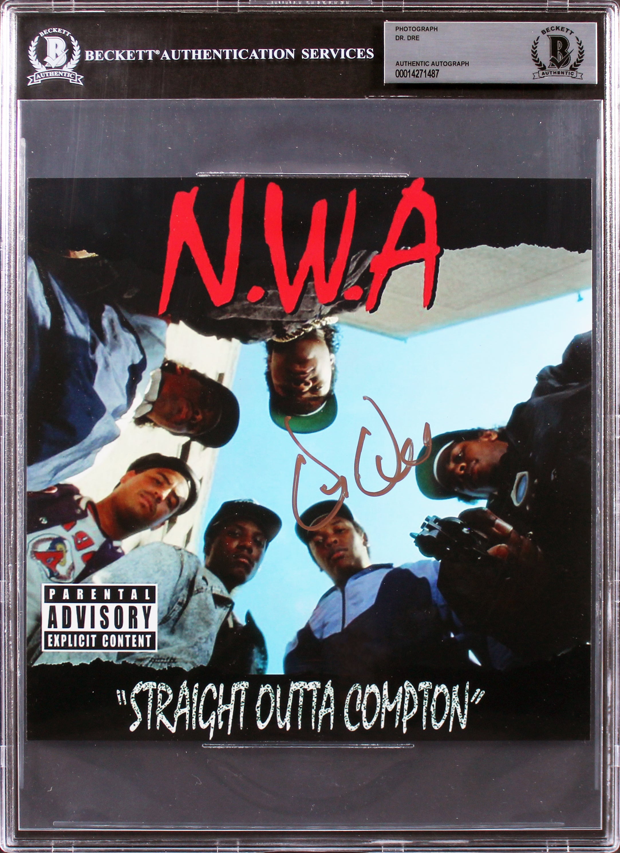 Dr. Dre N.W.A Authentic Signed 8x8 Album Flat Photo Autographed BAS Slabbed