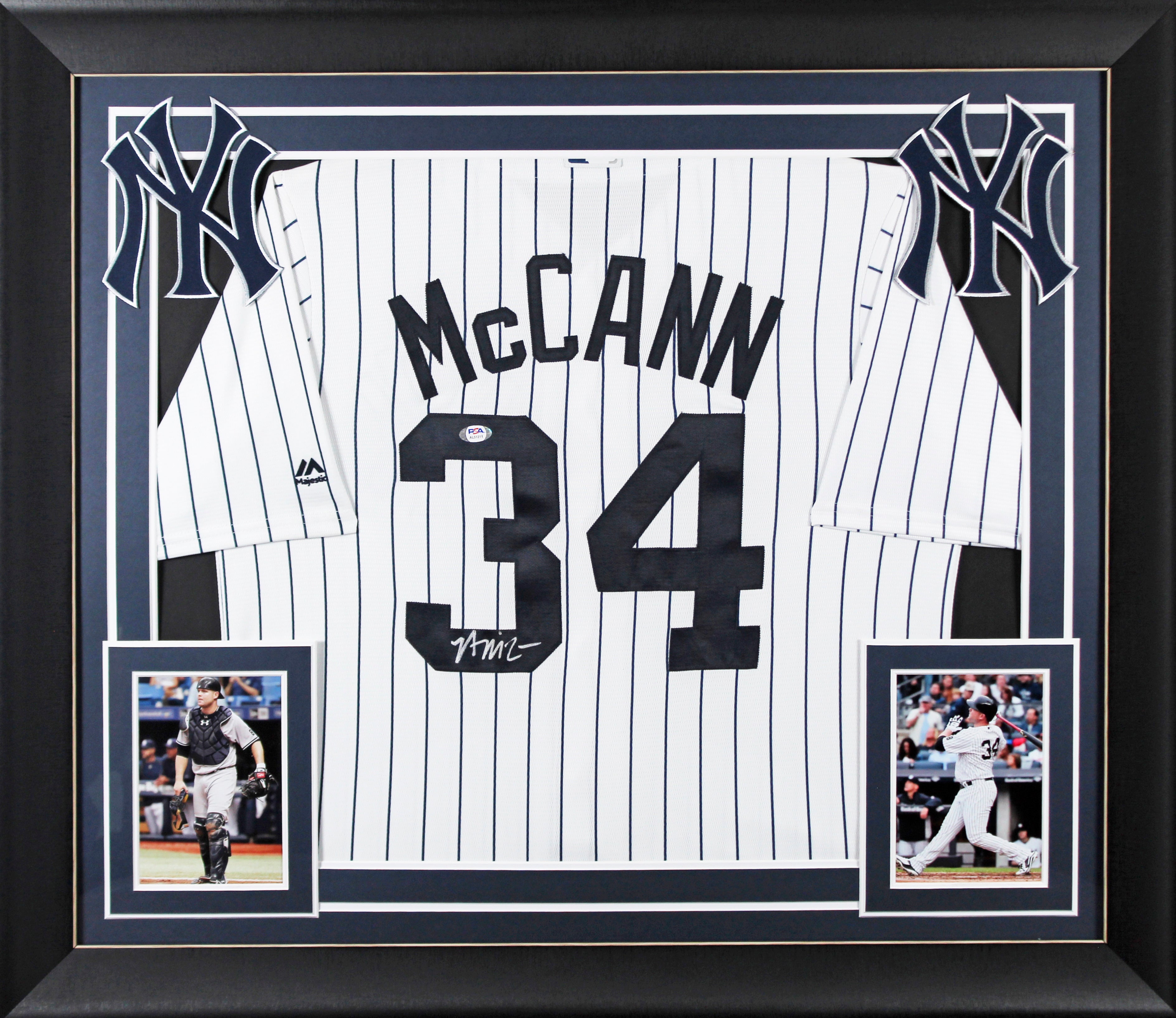 Yankees Brian McCann Signed White Pinstripe Majestic Framed Jersey PSA #AL51211