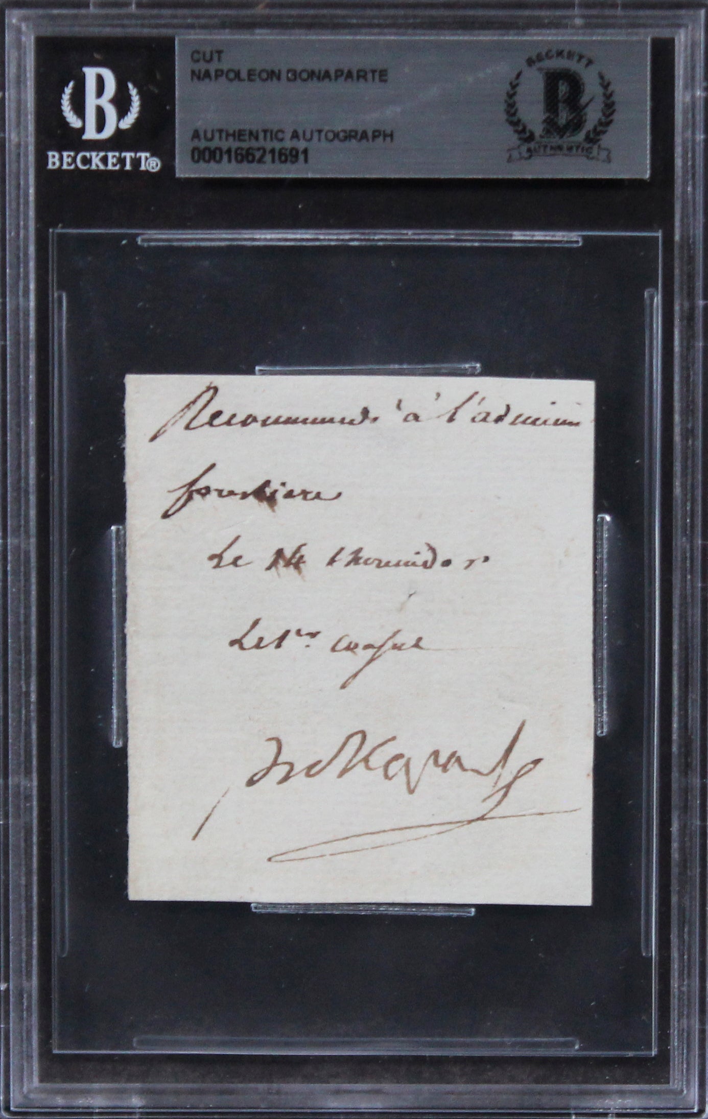 Napoleon Bonaparte Authentic Signed 2.15x2.35 Cut Signature BAS Slabbed