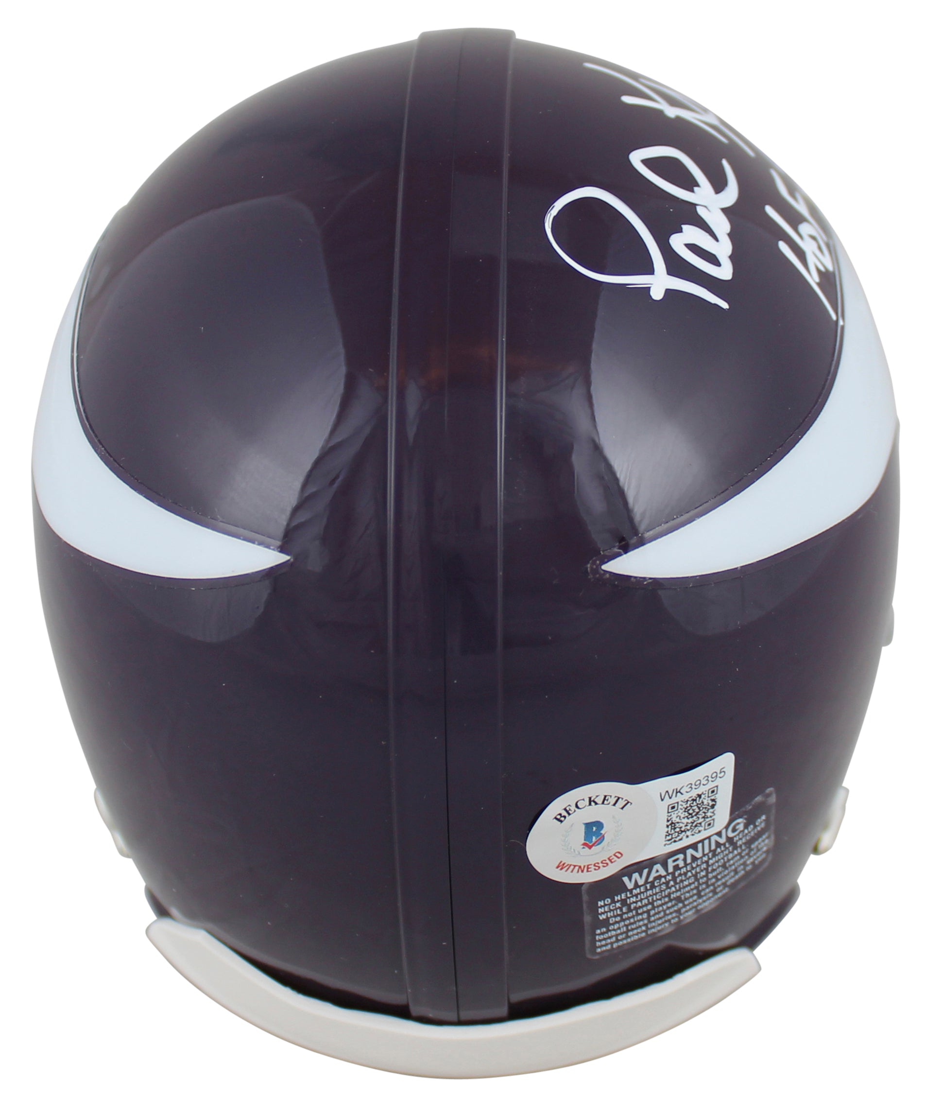 Vikings Paul Krause "HOF 98" Signed 1961-79 Throwback Rep Mini Helmet BAS Wit