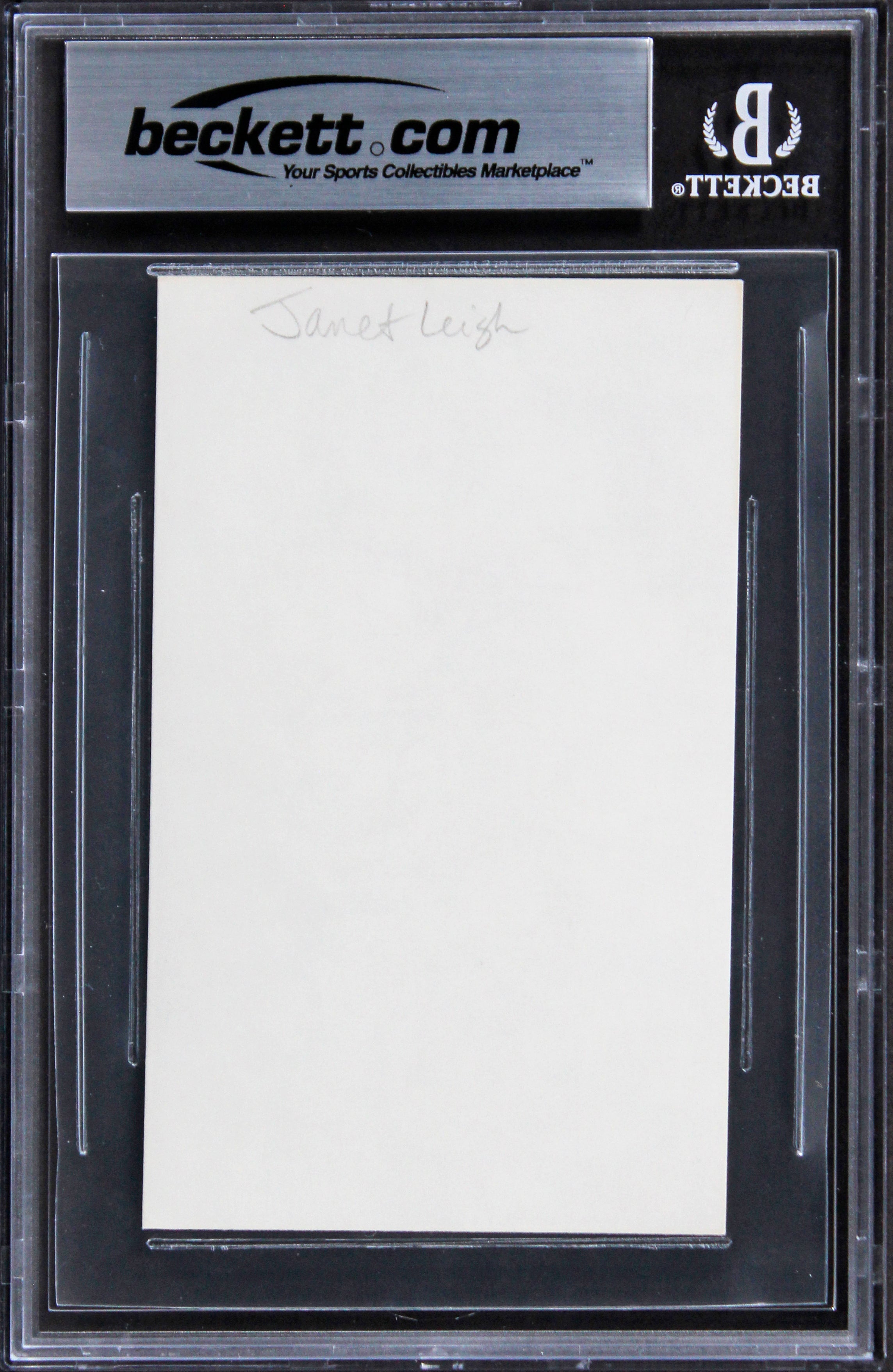 Janet Leigh Psycho Authentic Signed 3x5 Index Card Autographed BAS Slabbed 3