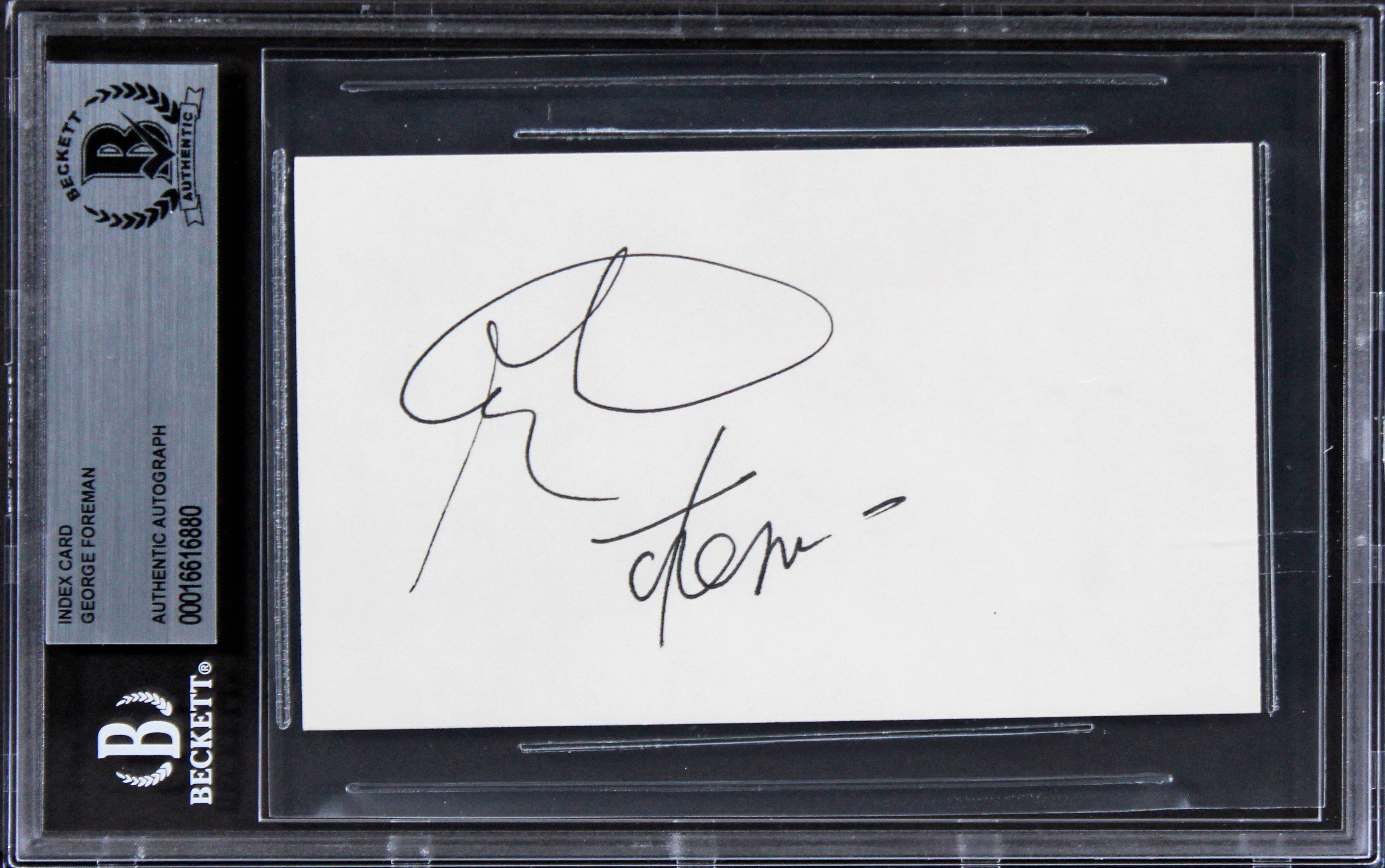 George Foreman Boxing Authentic Signed 3x5 Index Card Autographed BAS Slabbed