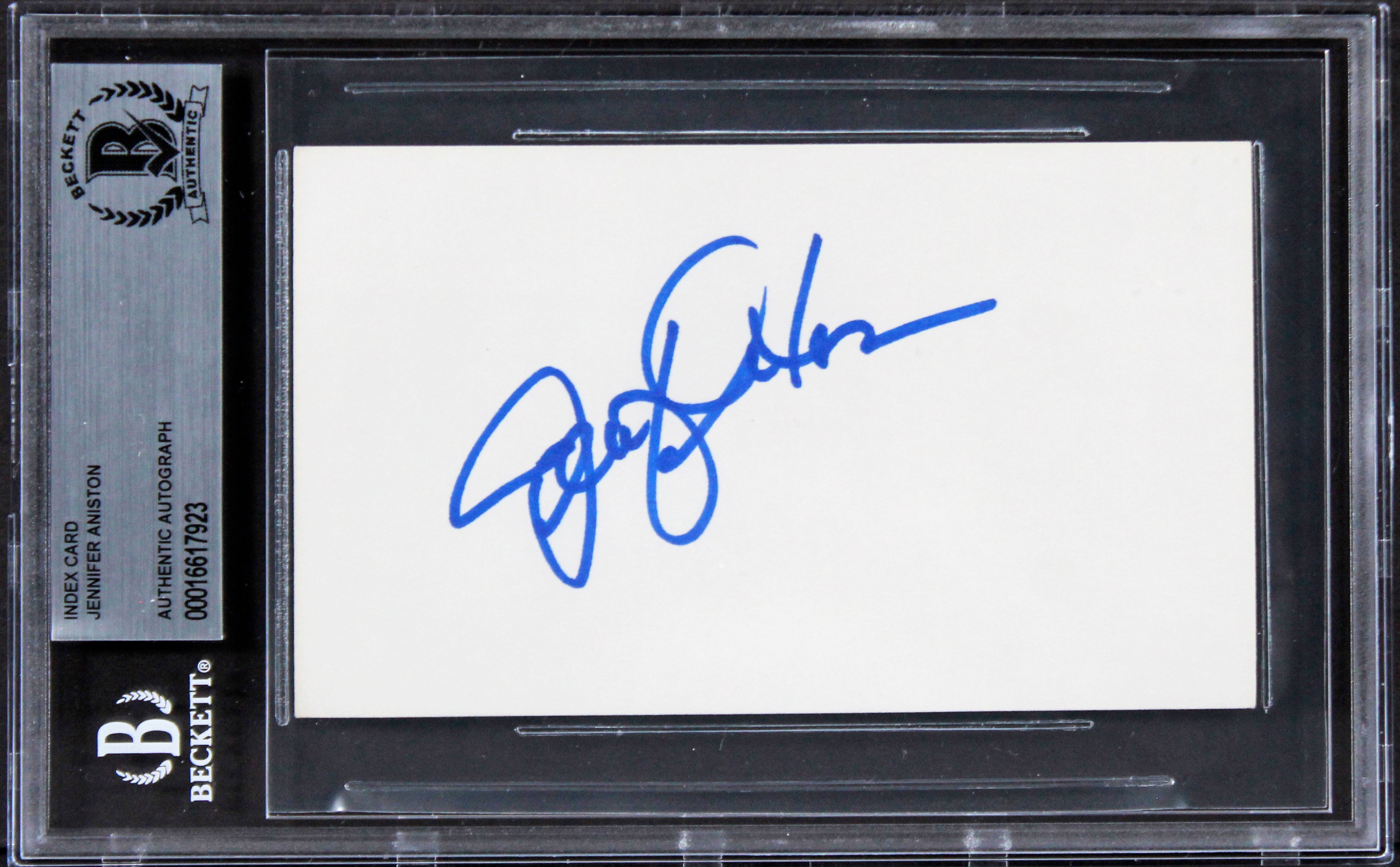 Jennifer Aniston Friends Authentic Signed 3x5 Index Card Autographed BAS Slabbed