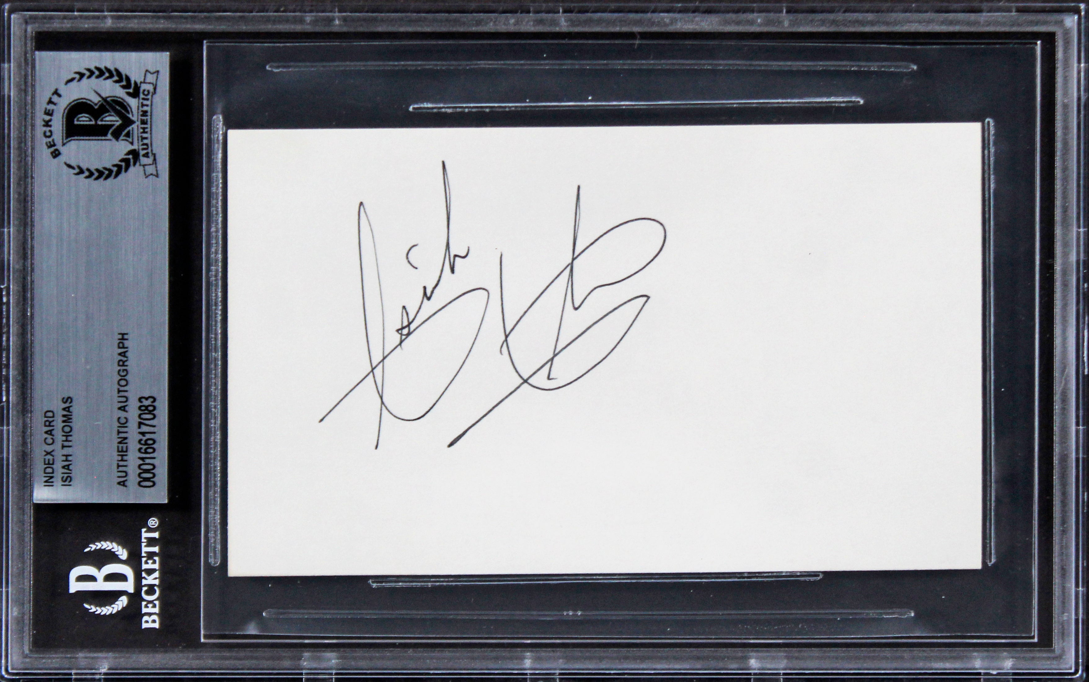 Pistons Isiah Thomas Authentic Signed 3x5 Index Card Autographed BAS Slabbed